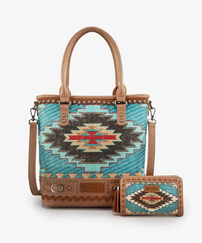 Montana West Aztec Printed Concealed Carry Tote Bag Set