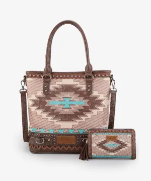 Montana West Aztec Printed Concealed Carry Tote Bag Set