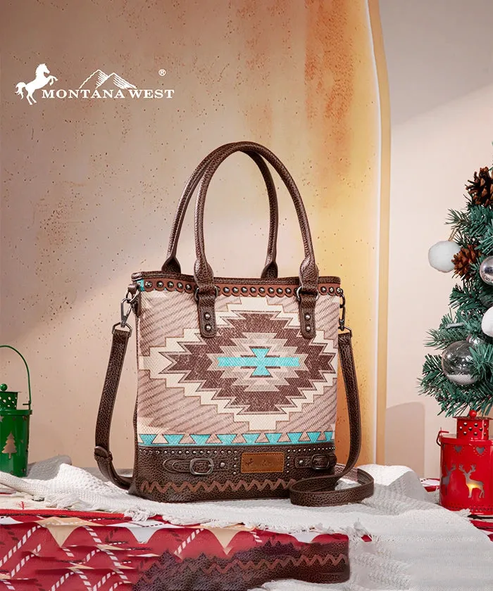 Montana West Aztec Printed Concealed Carry Tote Bag Set