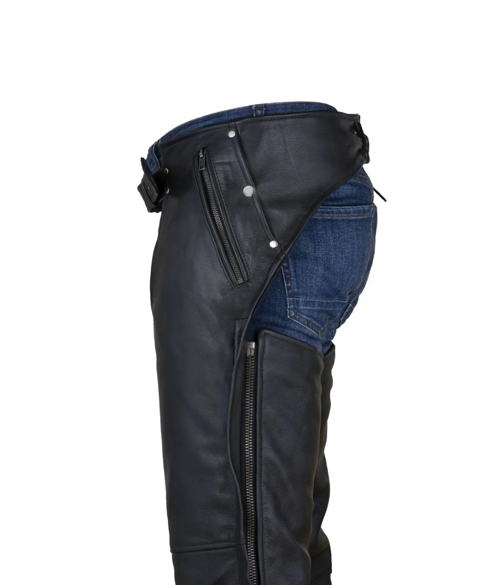 Multi-Pocket Regular cowhide Chaps W/ Zipout liner - Black