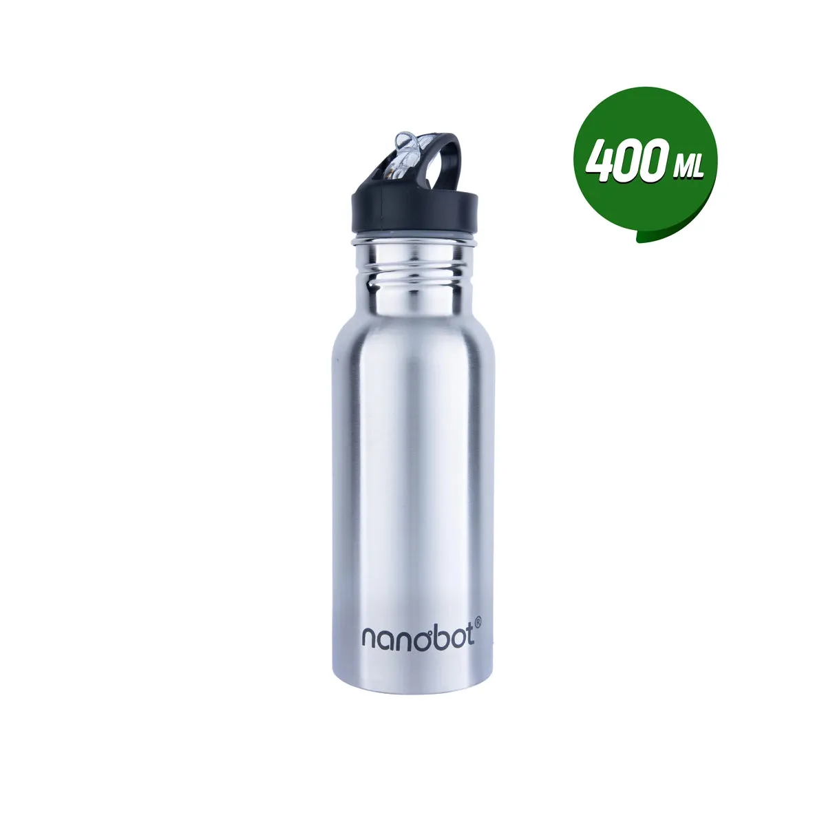 Nanobot Water Bottle - 400 ml | Sports Mini Water Bottle/ 8.5 x 2.5 Inches/ Stainless Steel Water Container for Home