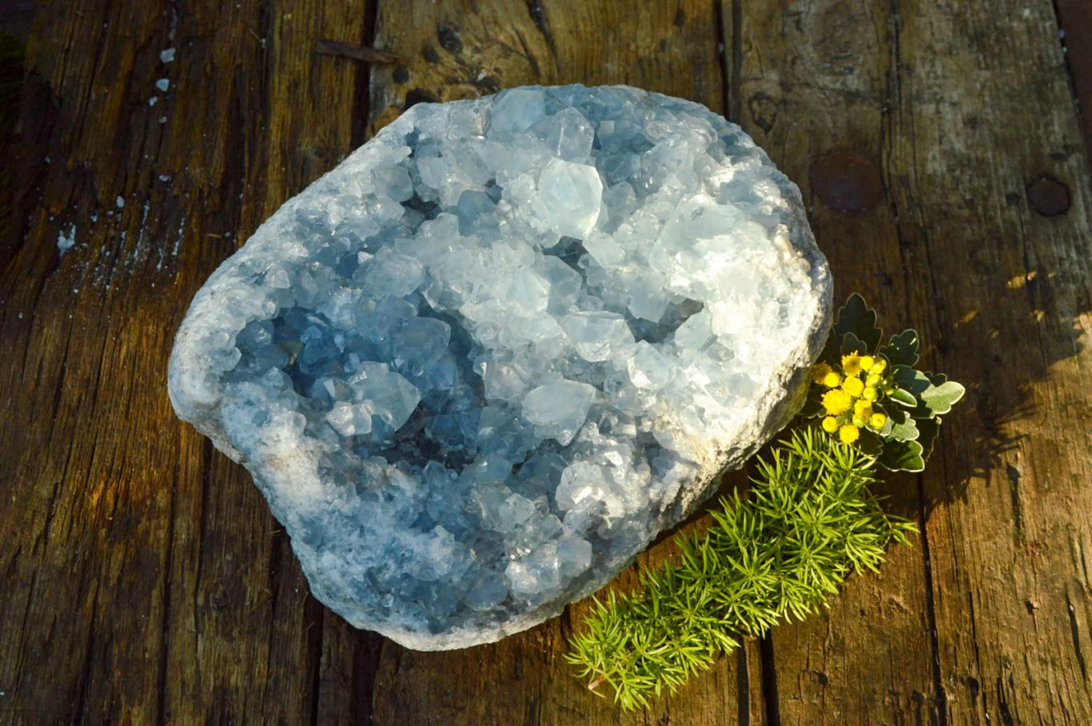 Natural Blue Celestite Cluster With Large Cubic Crystals x 1 From Sakoany, Madagascar