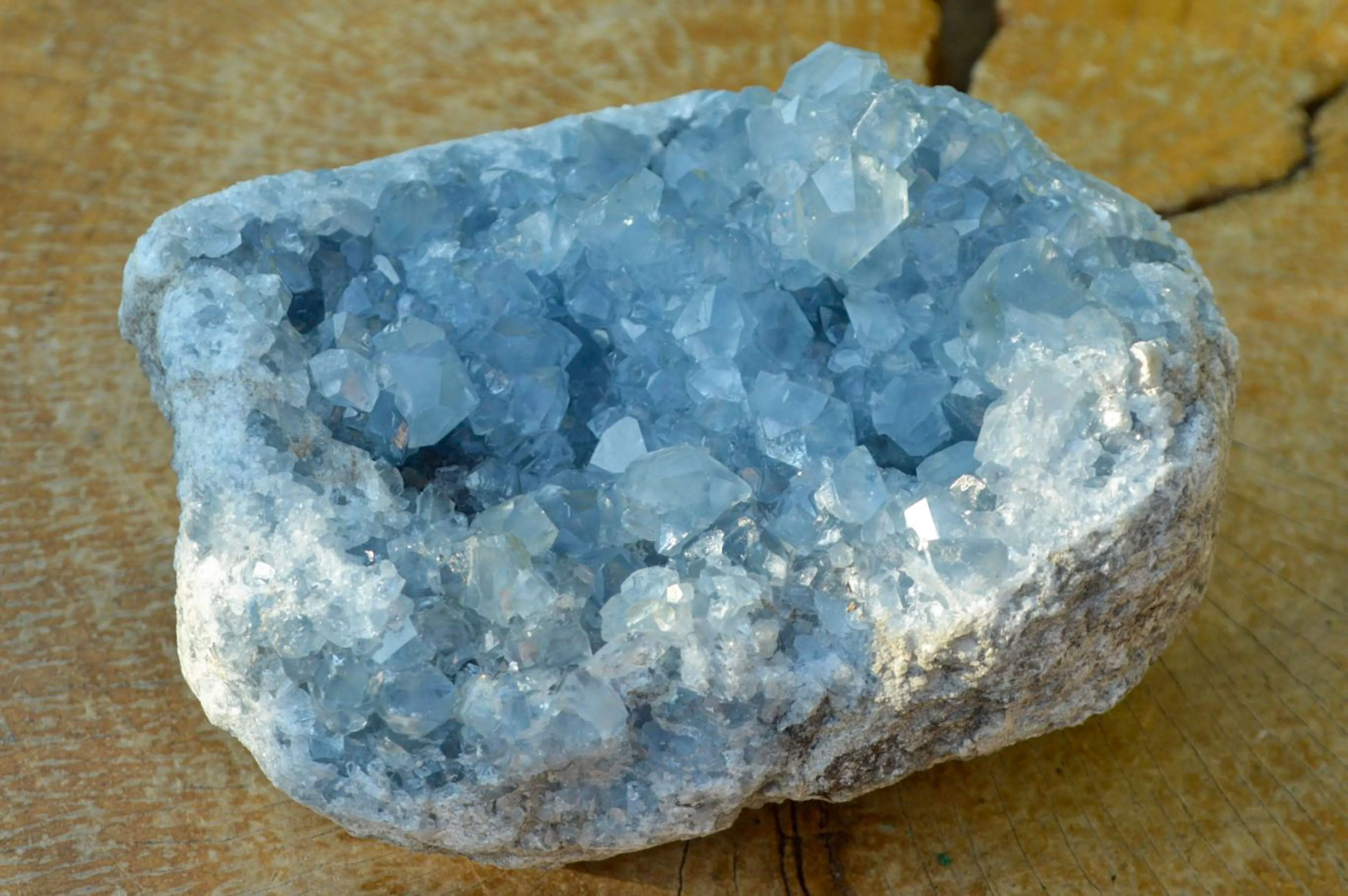 Natural Blue Celestite Cluster With Large Cubic Crystals x 1 From Sakoany, Madagascar