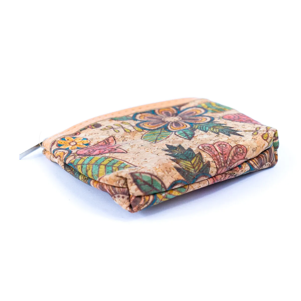 Natural Cork Floral Mosaic Print Women's Coin Purse BAGD-289-A-MIX-12（12units）