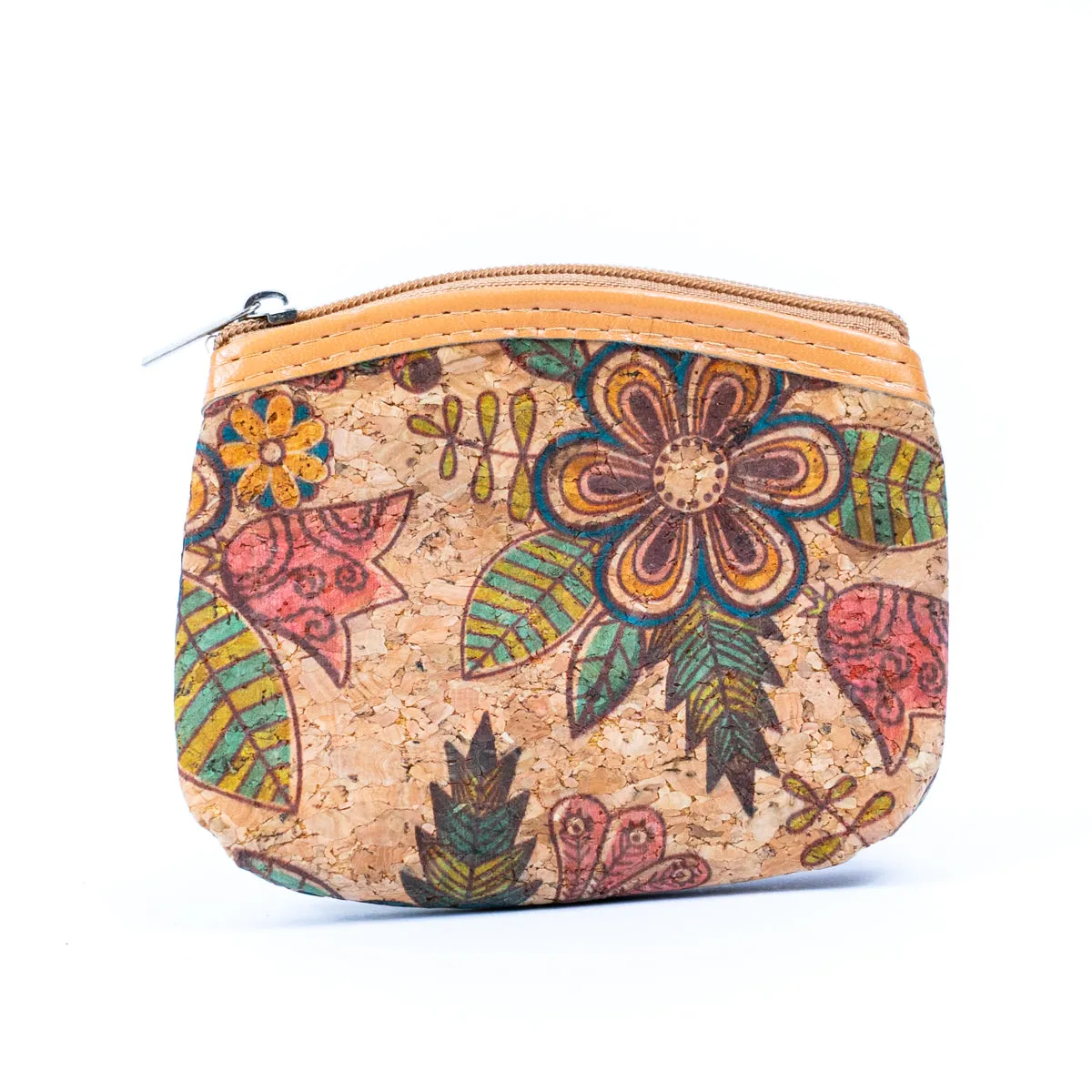 Natural Cork Floral Mosaic Print Women's Coin Purse BAGD-289-A-MIX-12（12units）