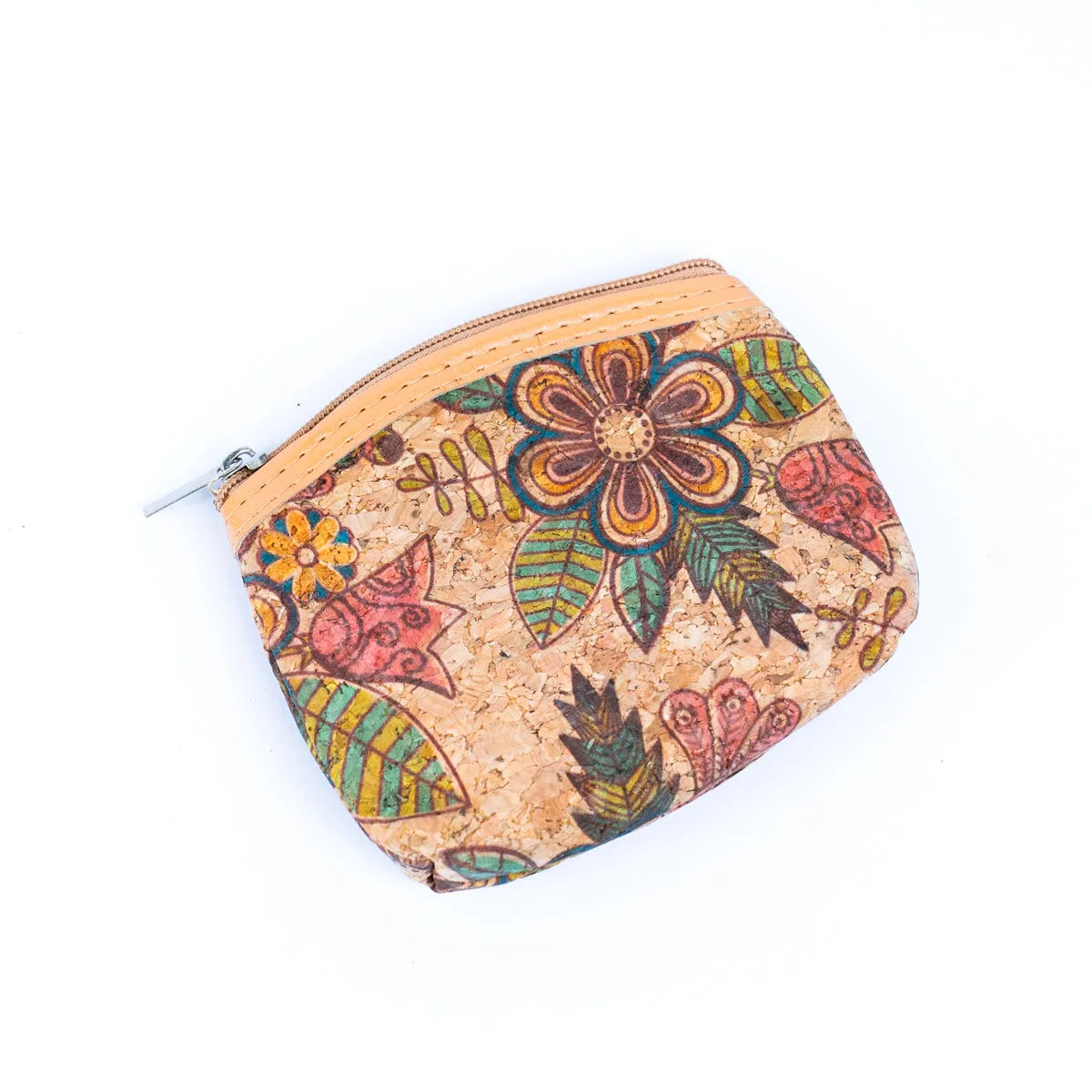 Natural Cork Floral Mosaic Print Women's Coin Purse BAGD-289-A-MIX-12（12units）