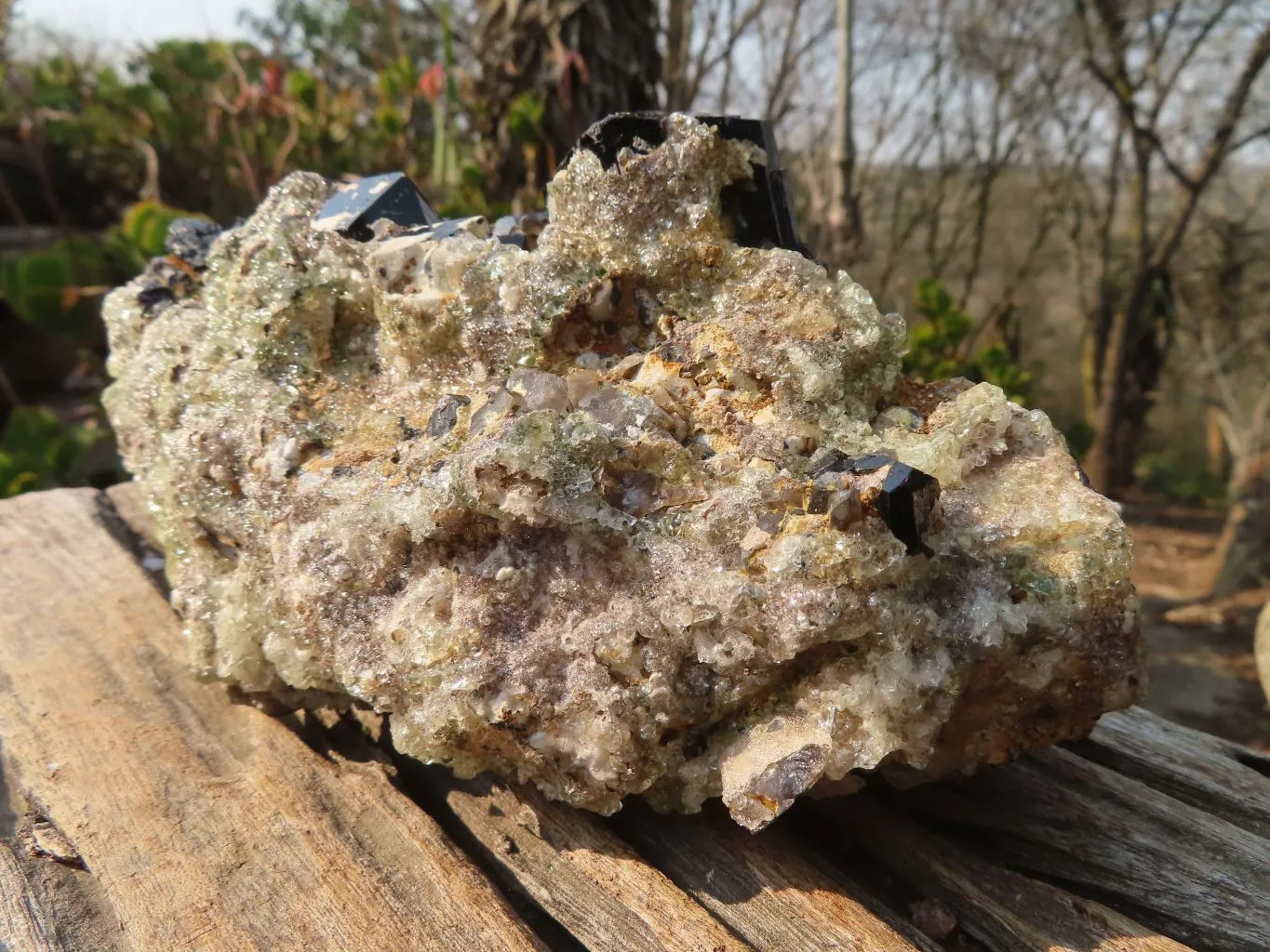 Natural Fluorescent Hyalite Opal & Schorl Specimen  x 1 From Erongo, Namibia