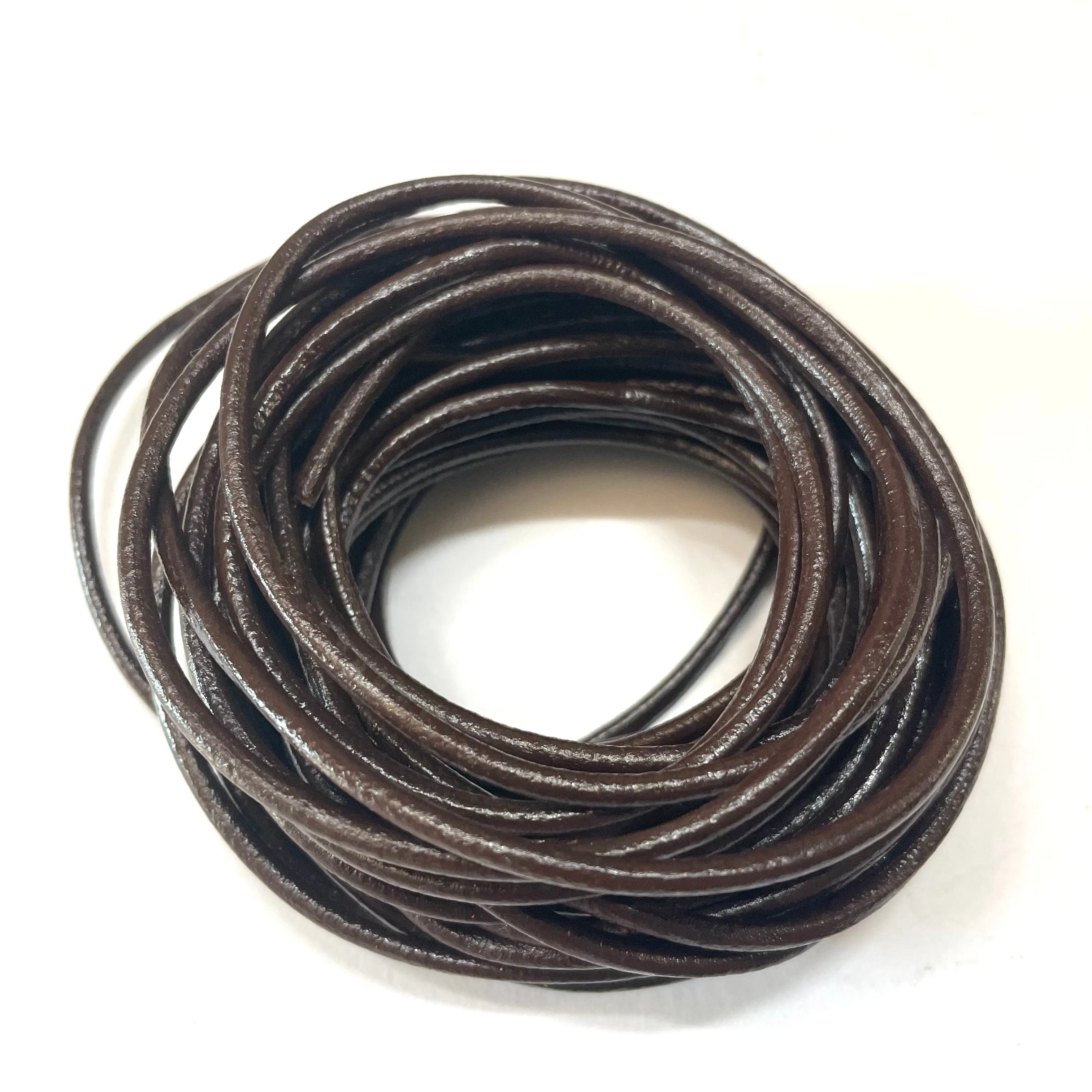 Natural Genuine Leather Cord per 10 Yards - Dark Brown 3mm