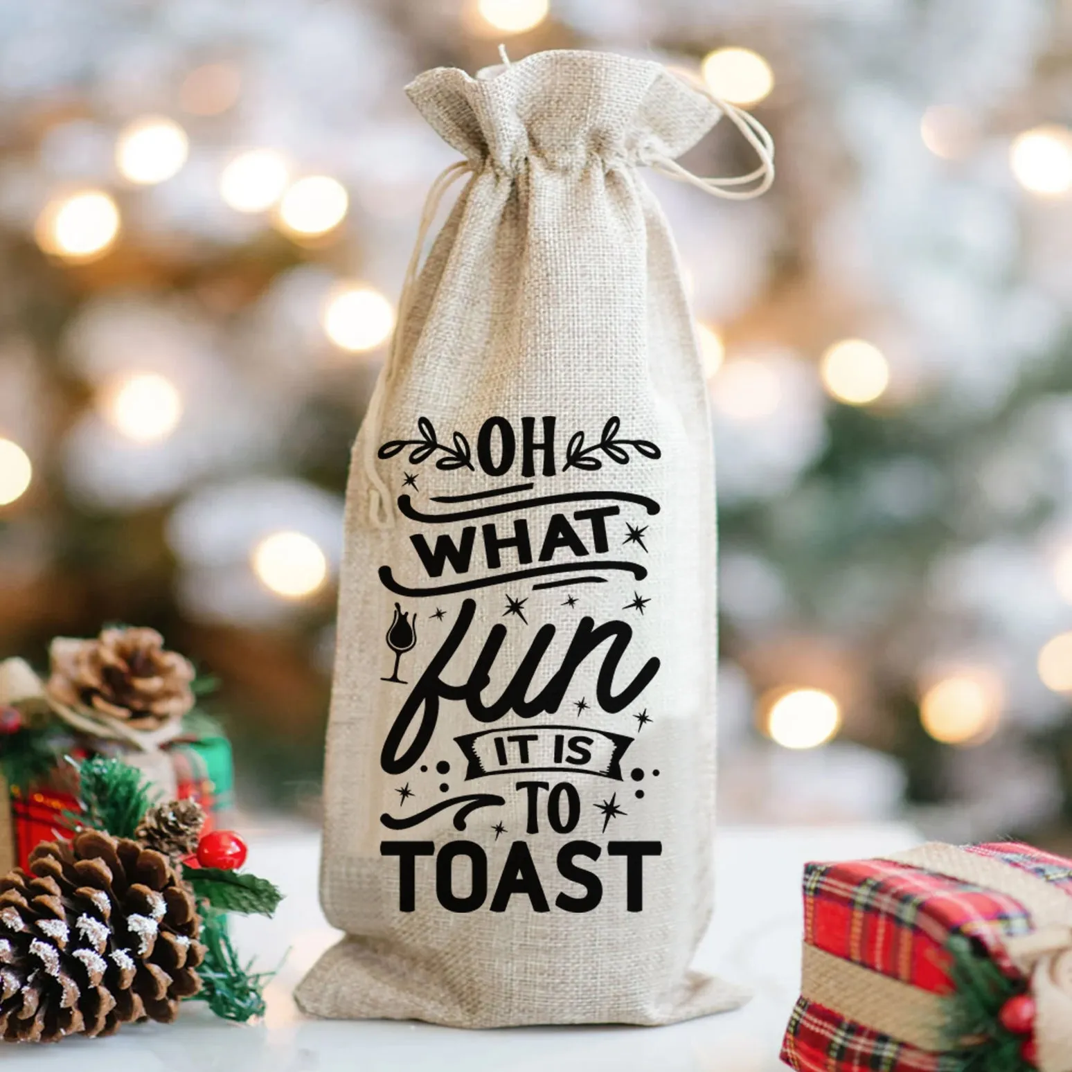 Oh What Fun It Is to Toast - Wine Bag