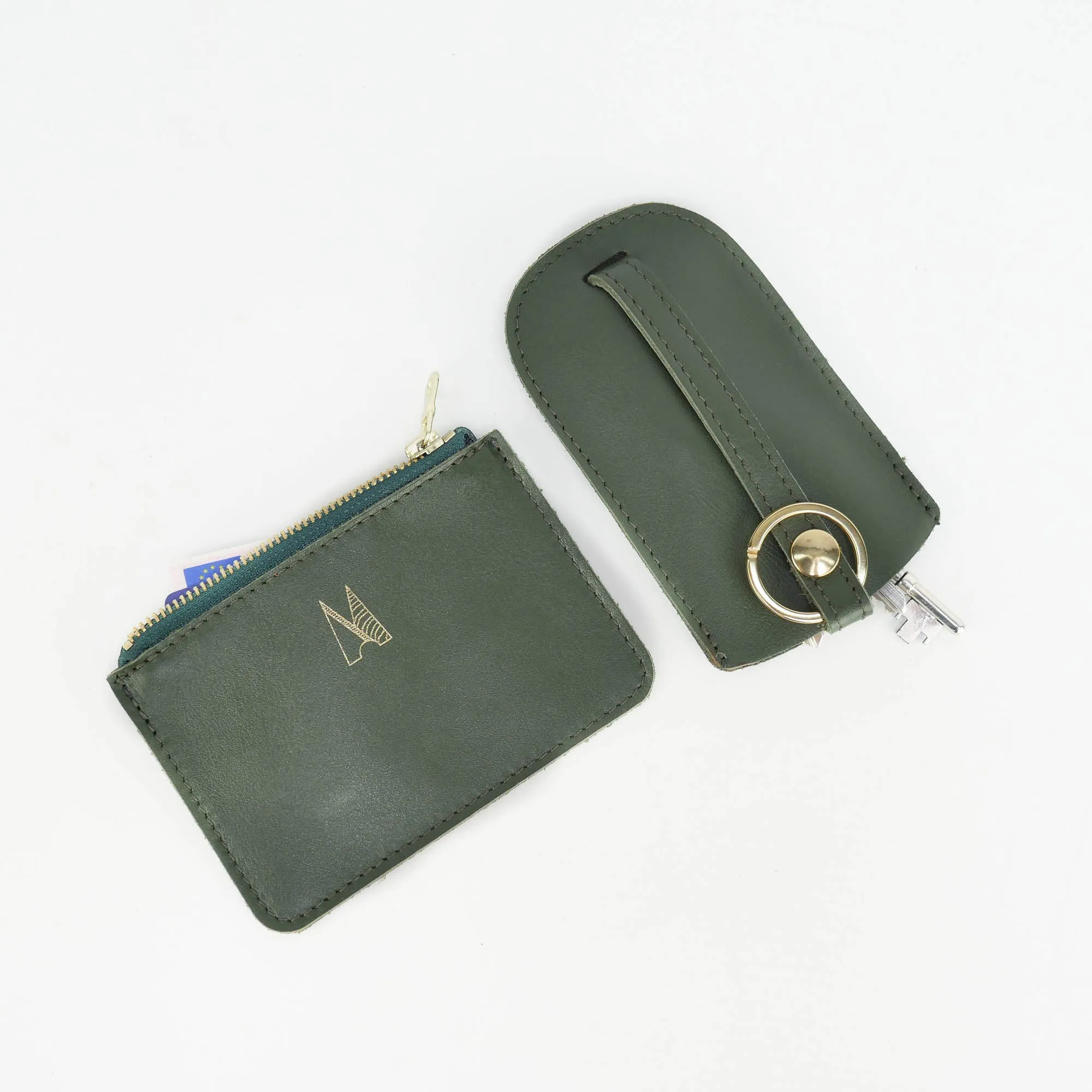 Olive Green Leather Zip Purse - Roam