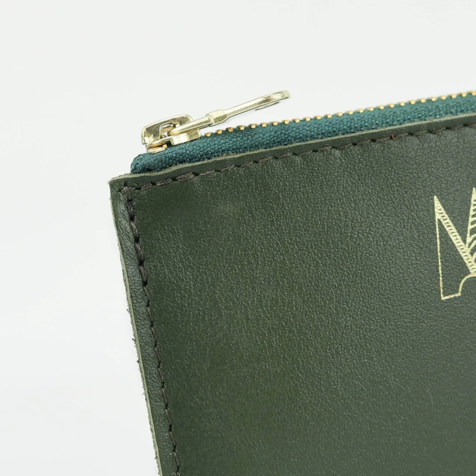 Olive Green Leather Zip Purse - Roam