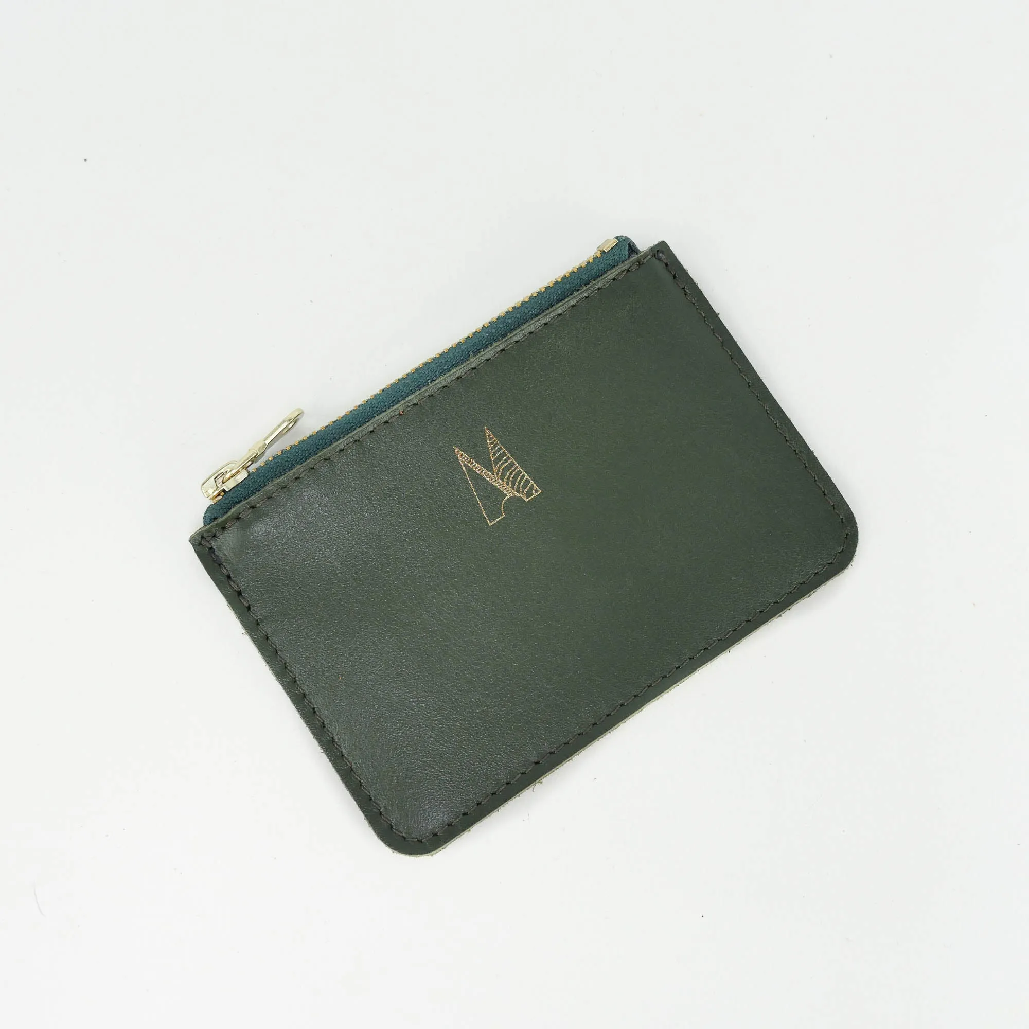 Olive Green Leather Zip Purse - Roam