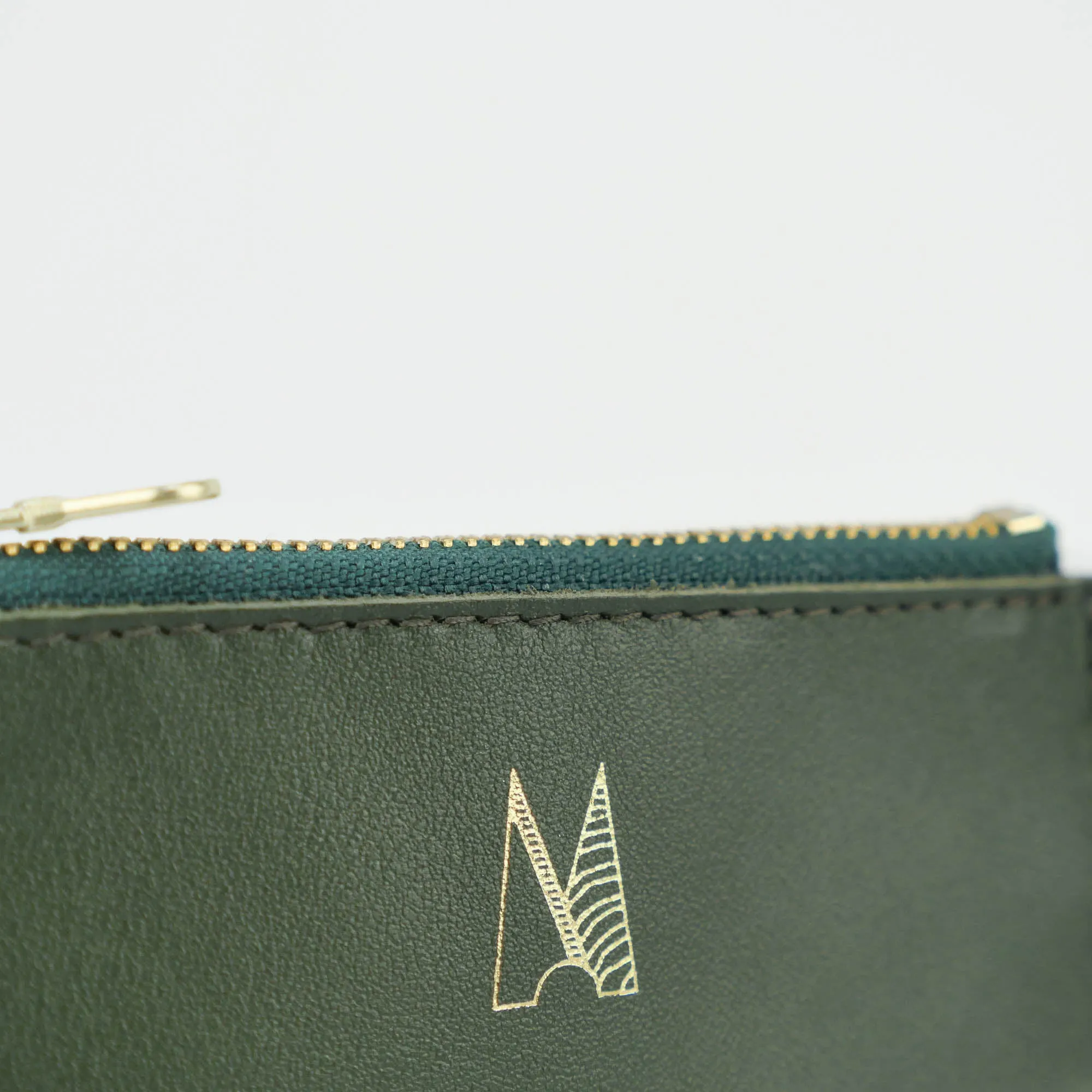 Olive Green Leather Zip Purse - Roam