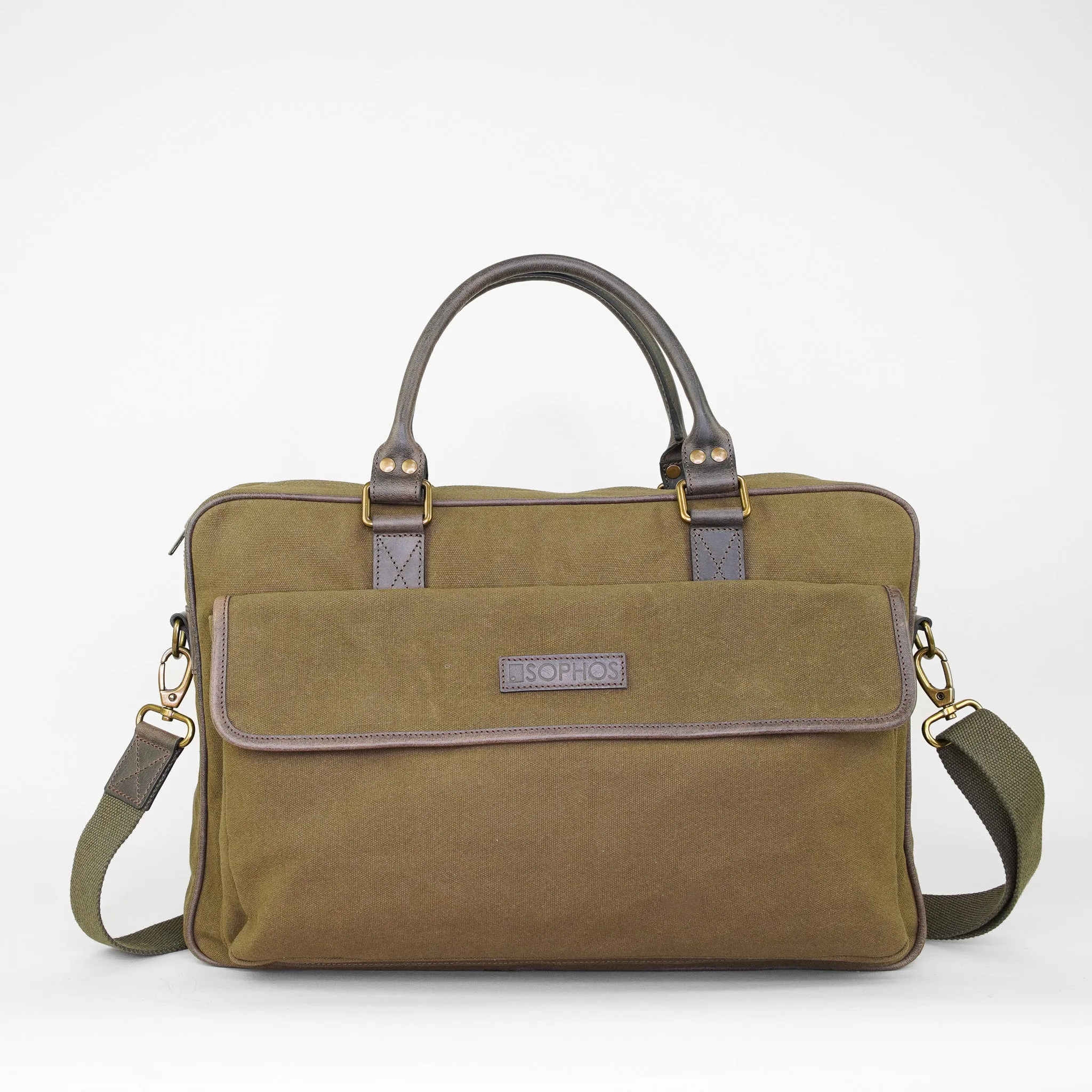 Olive Waxed Canvas Briefcase - Perfect Laptop Bag