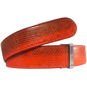 Orange Snakeskin Leather Belt