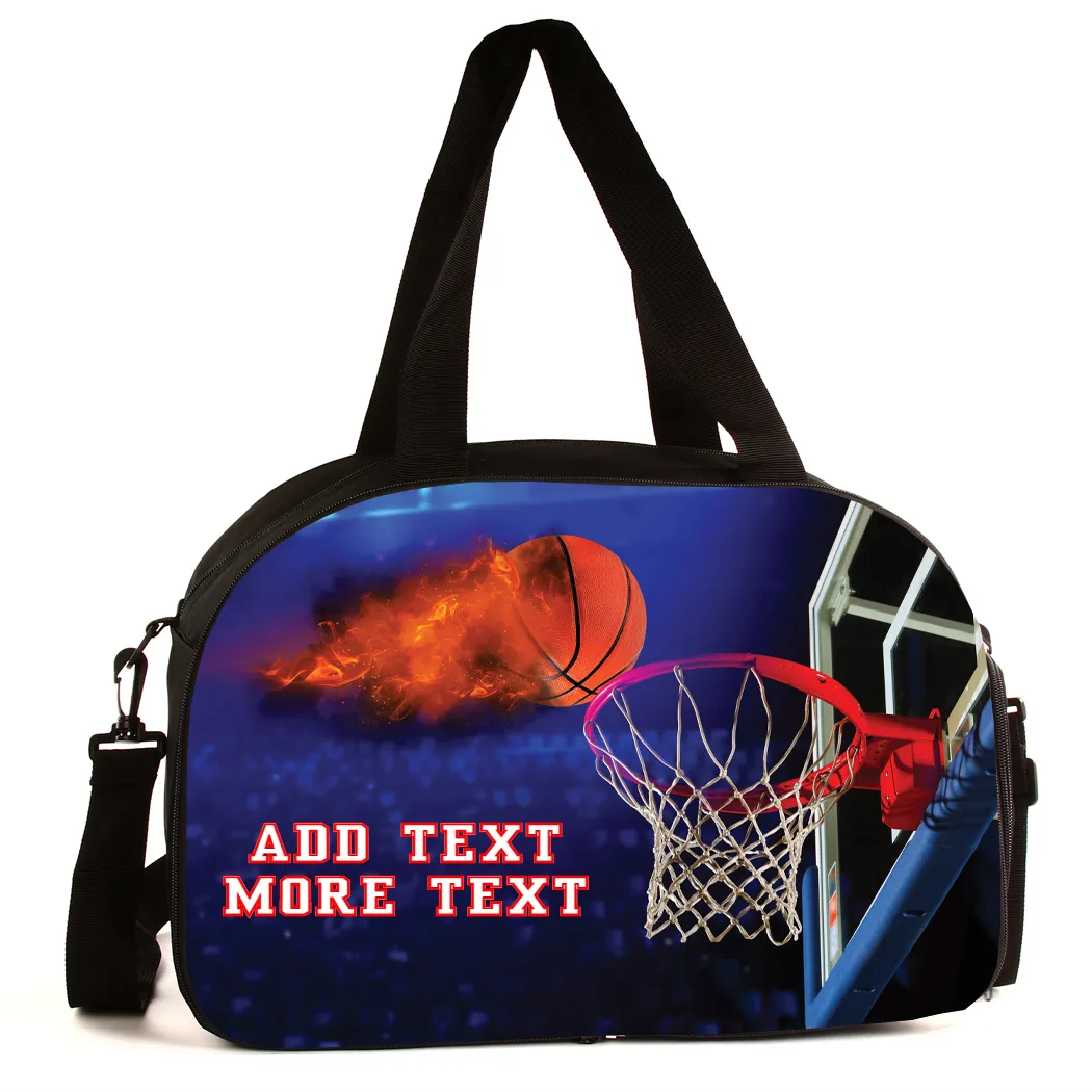 Personalized Full Color Sport Duffel Bag W/ Optional Water Bottle - Basketball