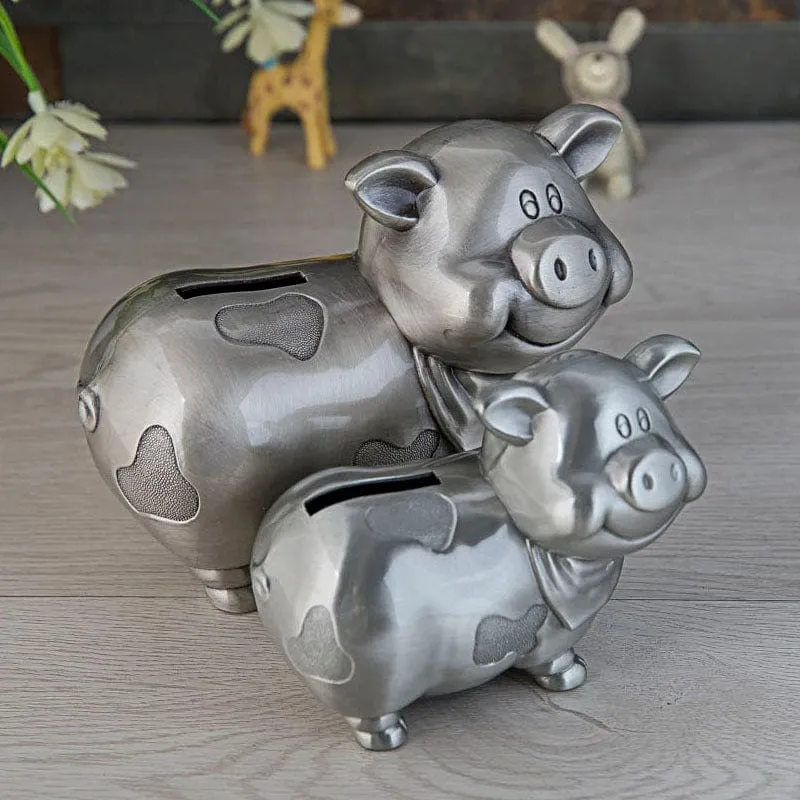 Pewter Pig & Cow Piggy Coin Banks-Unique and CUTE!  ONLY at TPP!