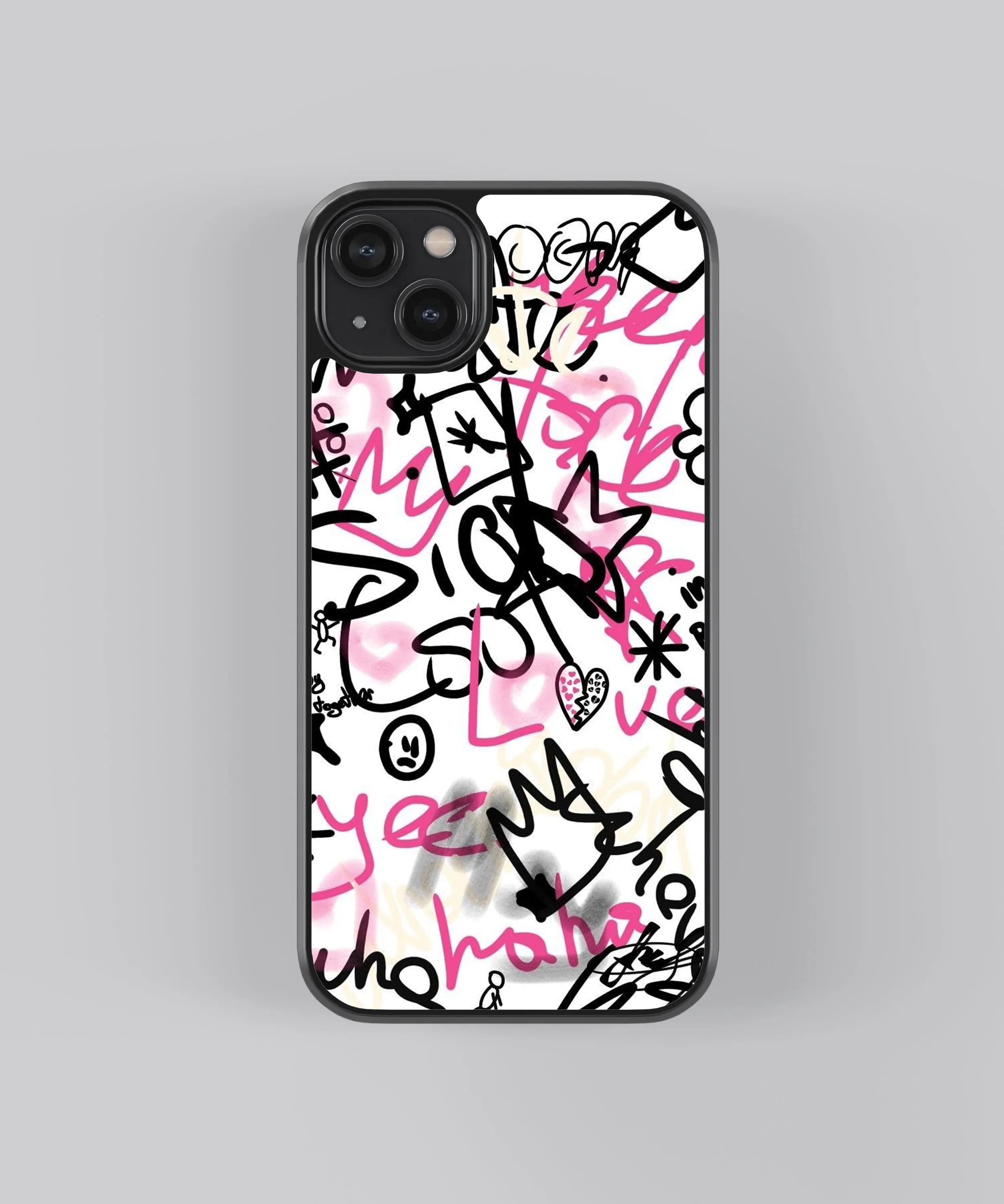 Pink Graffiti Abstract Glass Phone Case Cover