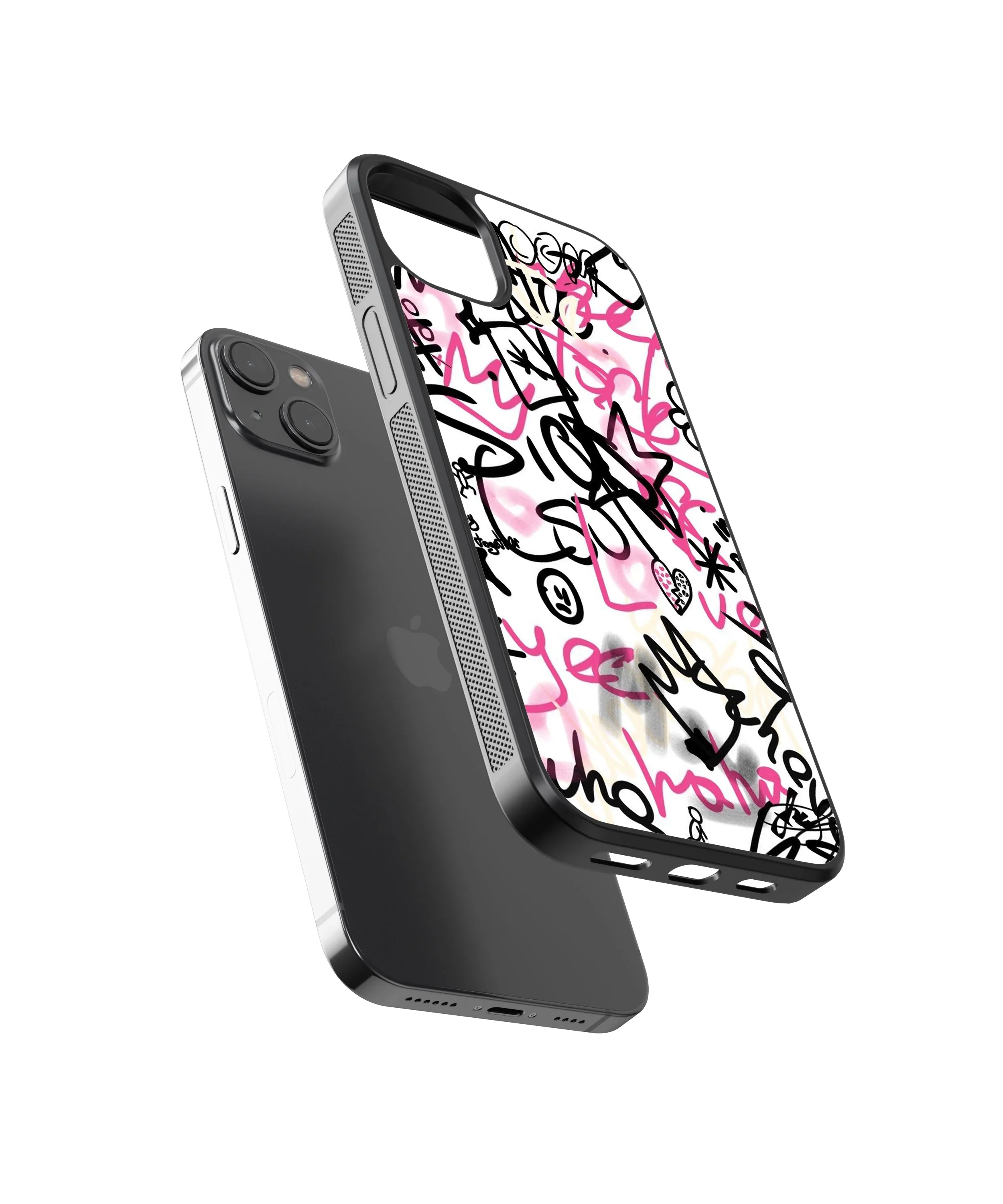 Pink Graffiti Abstract Glass Phone Case Cover