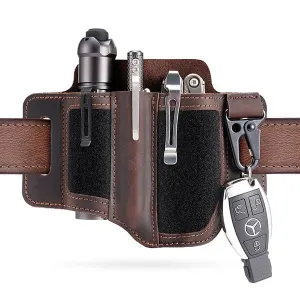 PL3 Multitool Sheath, Leather Sheath with DIY Patch Area and Pen Holder