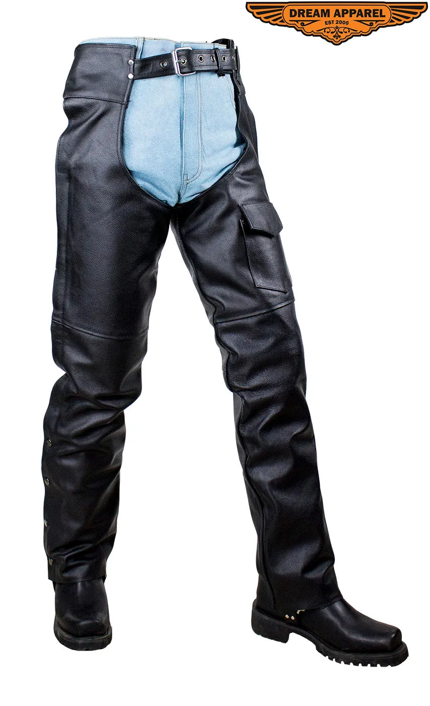 Plain Black Naked Cowhide Leather Chaps