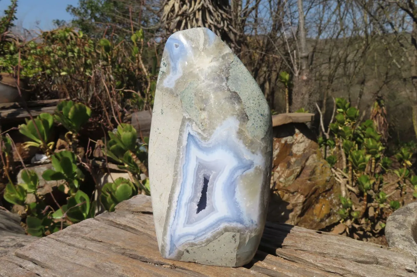 Polished Blue Lace Agate Standing Free Forms x 1 From Nsanje, Malawi