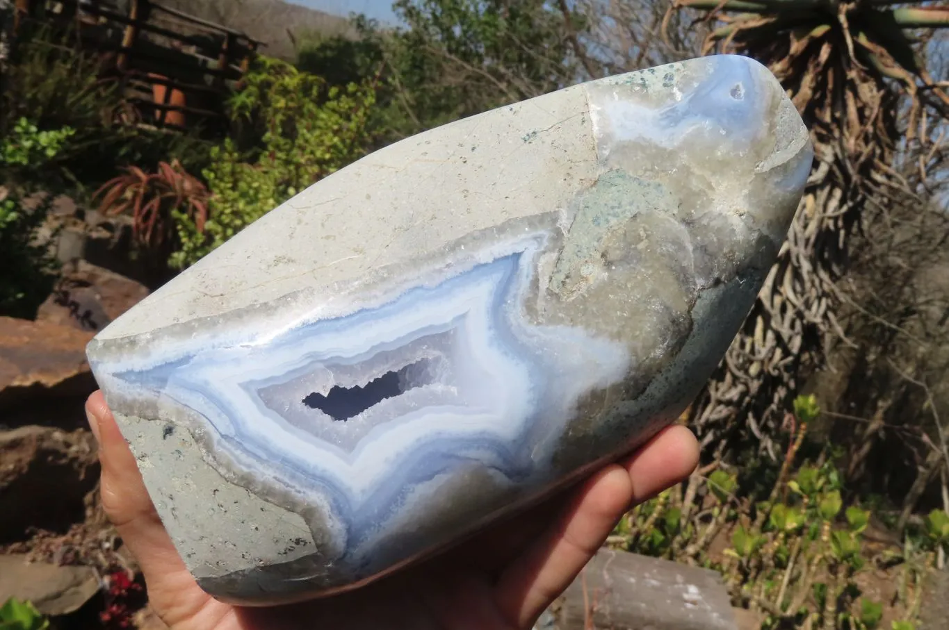 Polished Blue Lace Agate Standing Free Forms x 1 From Nsanje, Malawi