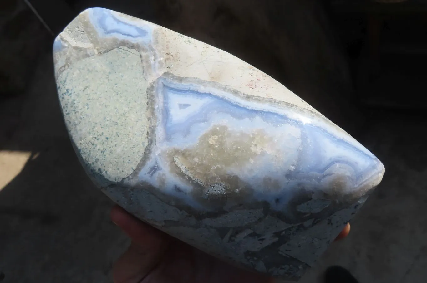 Polished Blue Lace Agate Standing Free Forms x 1 From Nsanje, Malawi