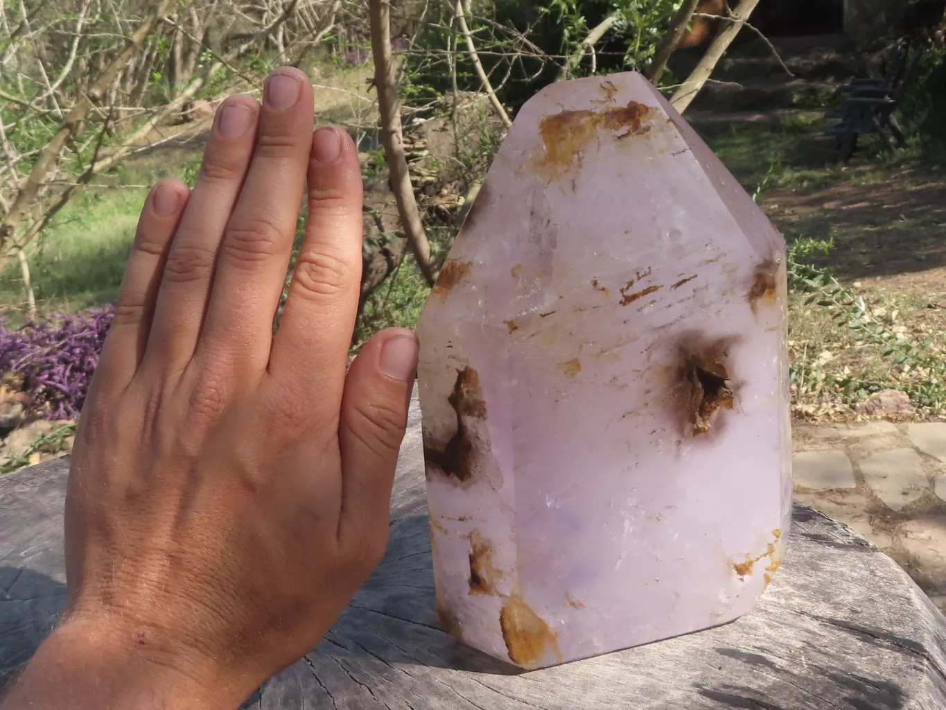 Polished Breath-Taking Smokey Amethyst Window Quartz Crystal x 1 From Ankazobe, Madagascar