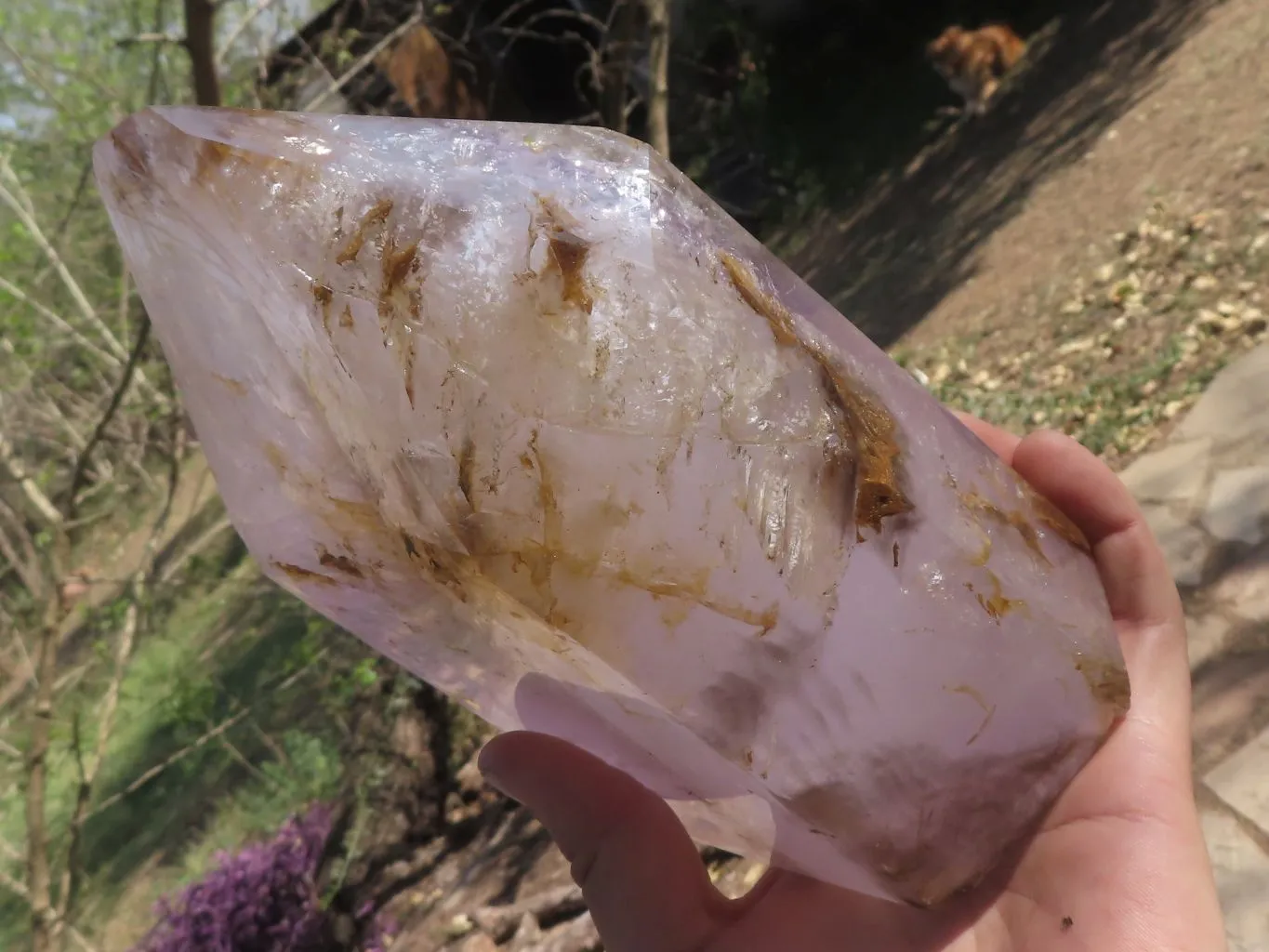 Polished Breath-Taking Smokey Amethyst Window Quartz Crystal x 1 From Ankazobe, Madagascar