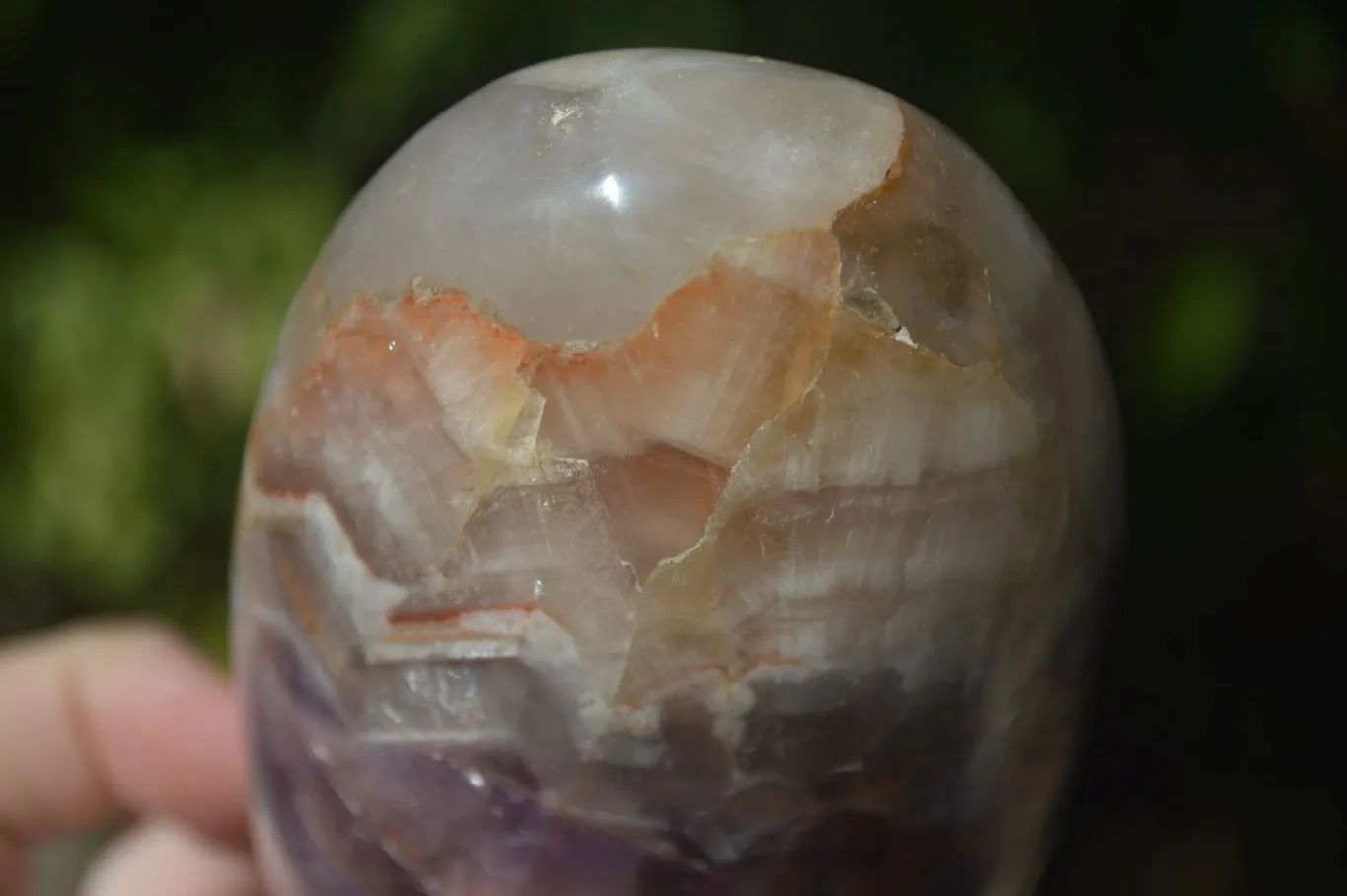 Polished Chevron Amethyst Standing Free Forms x 3 From Madagascar