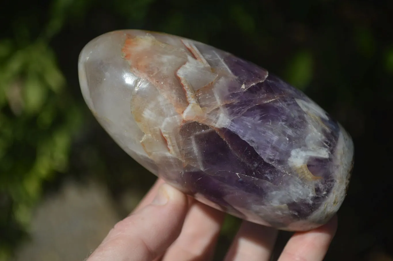 Polished Chevron Amethyst Standing Free Forms x 3 From Madagascar