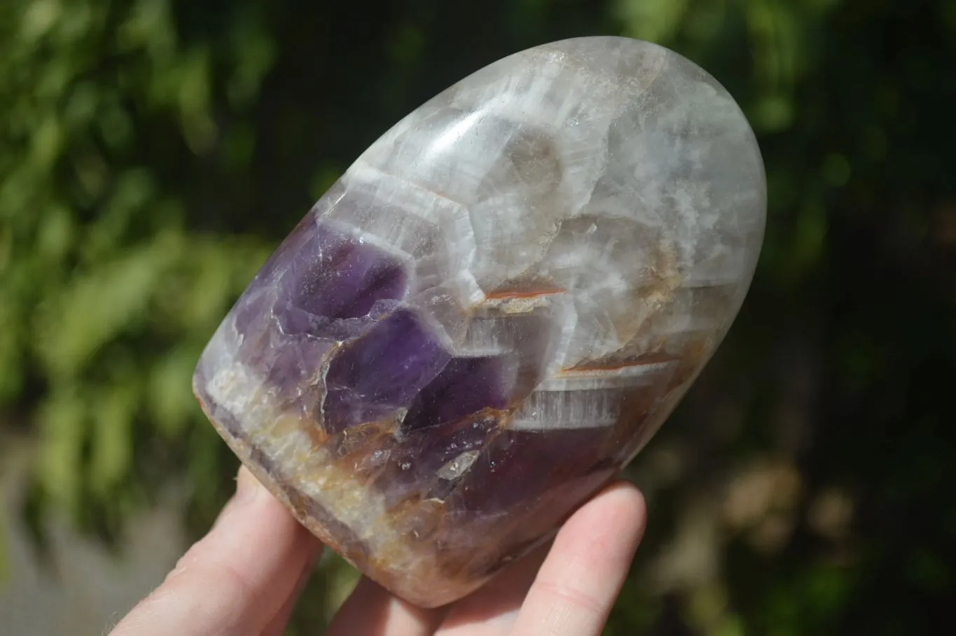 Polished Chevron Amethyst Standing Free Forms x 3 From Madagascar