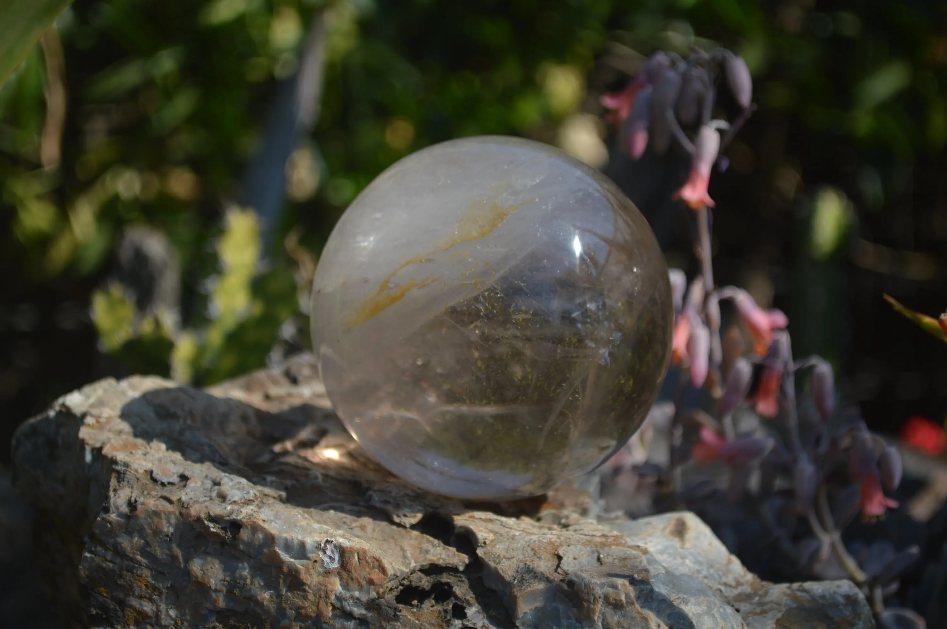 Polished Clear Smokey Quartz Crystal Ball x 1 From Madagascar