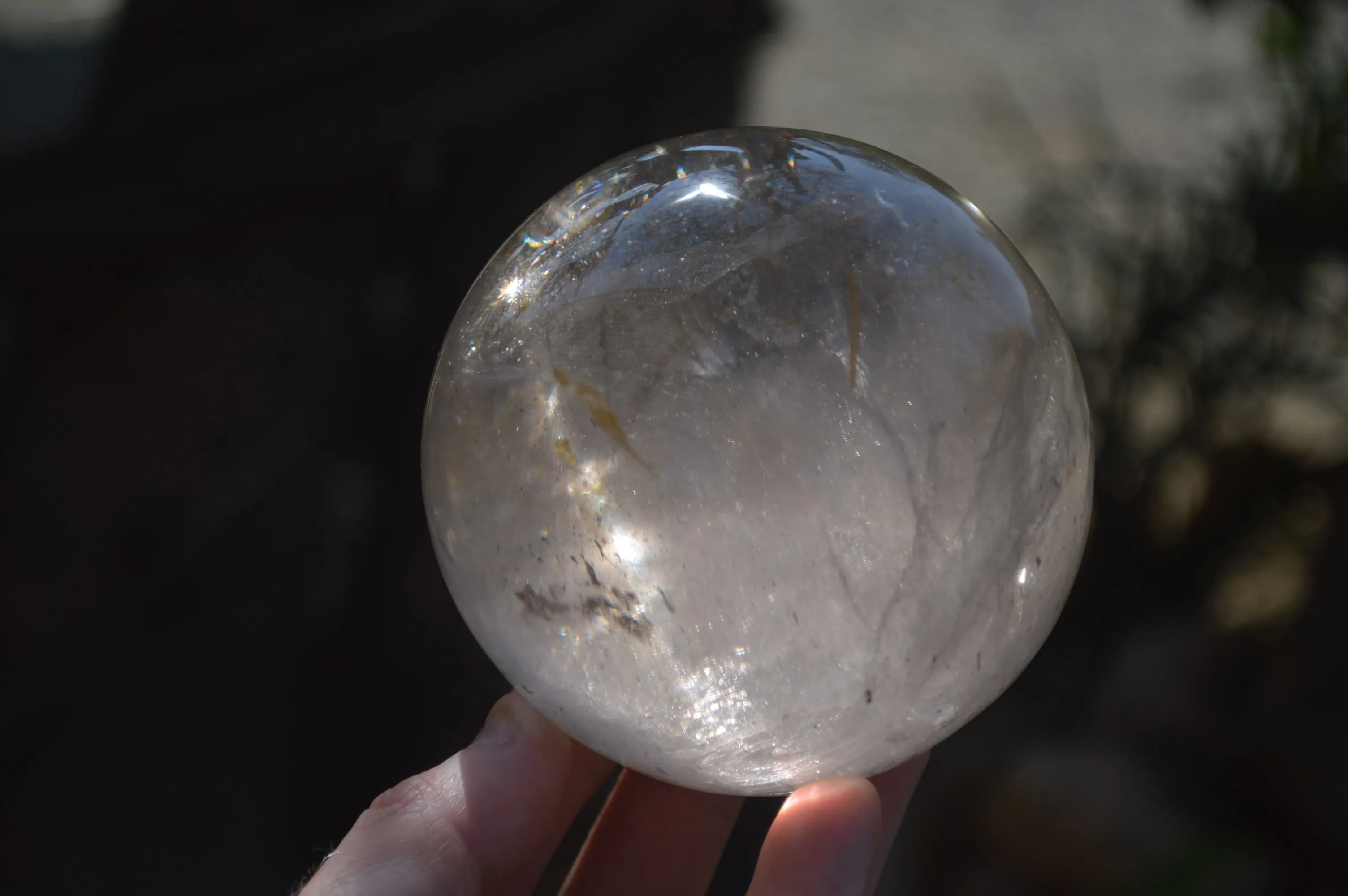 Polished Clear Smokey Quartz Crystal Ball x 1 From Madagascar