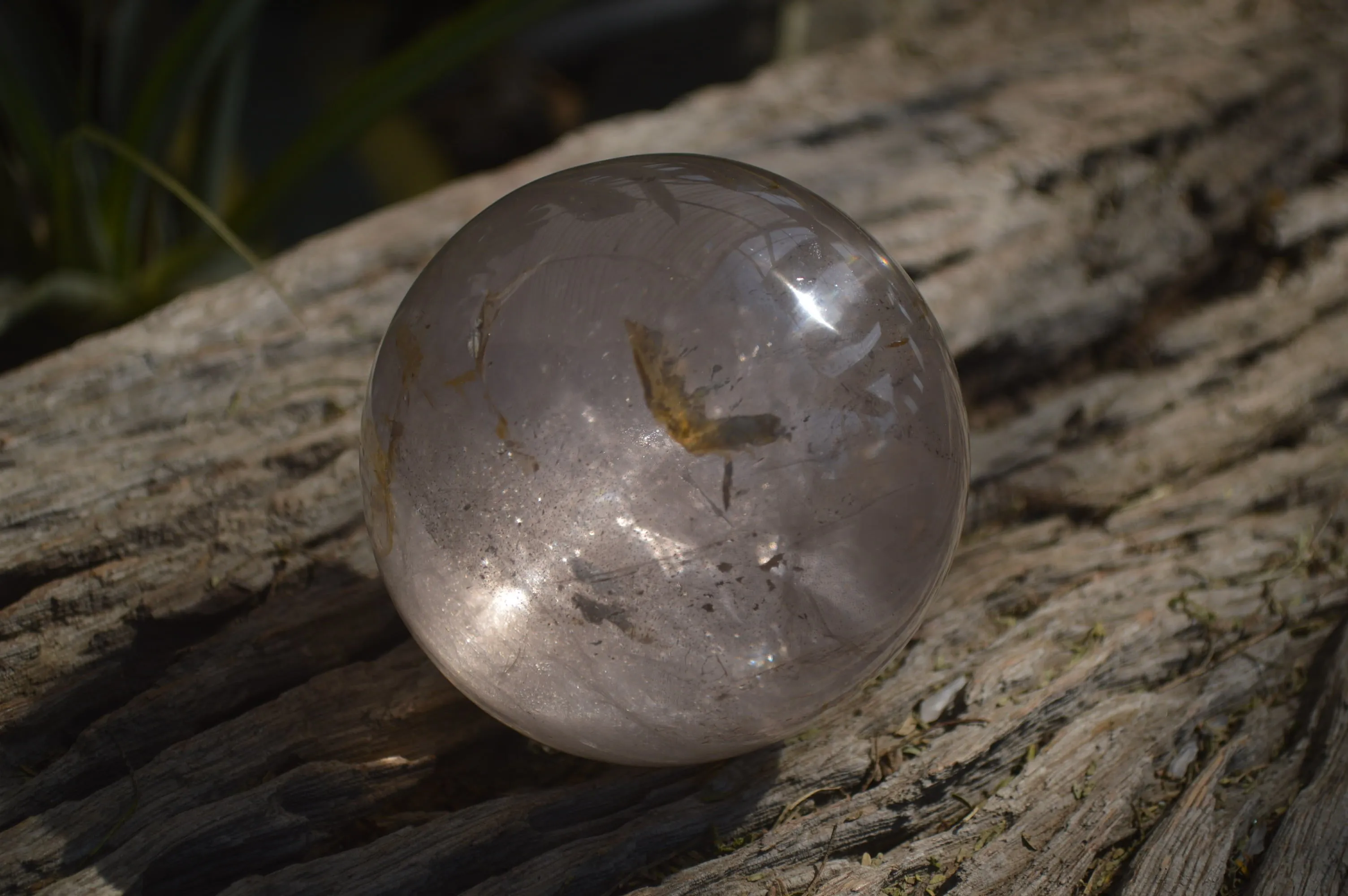 Polished Clear Smokey Quartz Crystal Ball x 1 From Madagascar