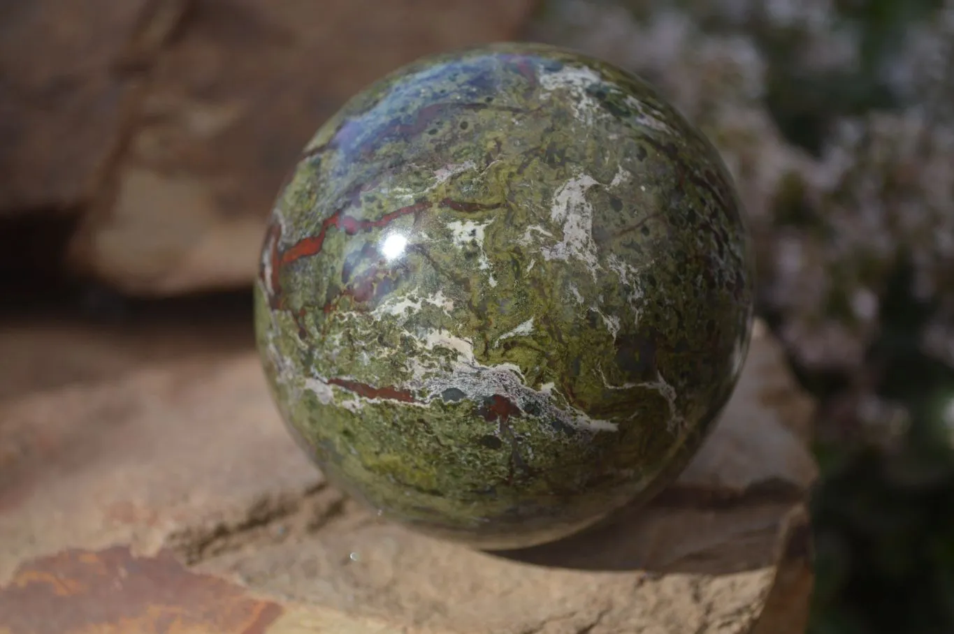 Polished Dragon Bloodstone Sphere  x 1 From Tshipise, South Africa