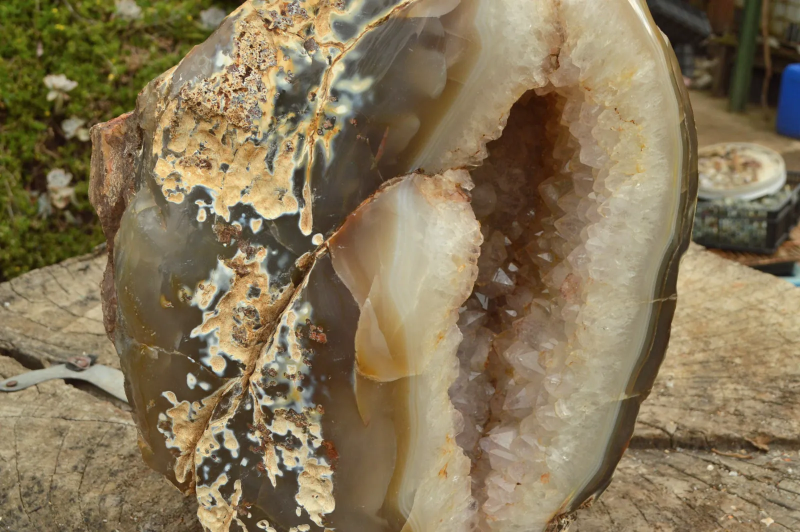 Polished Extra Large Agate Geode With A Crystalline Centre x 1 From Maintirano, Madagascar