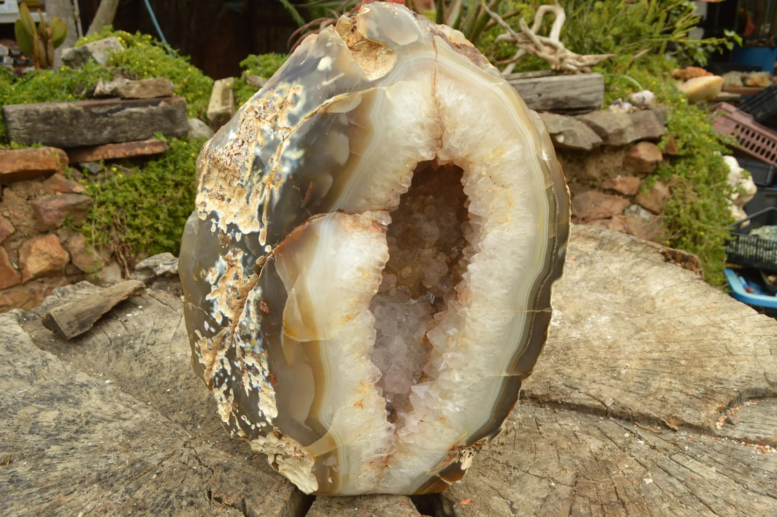 Polished Extra Large Agate Geode With A Crystalline Centre x 1 From Maintirano, Madagascar