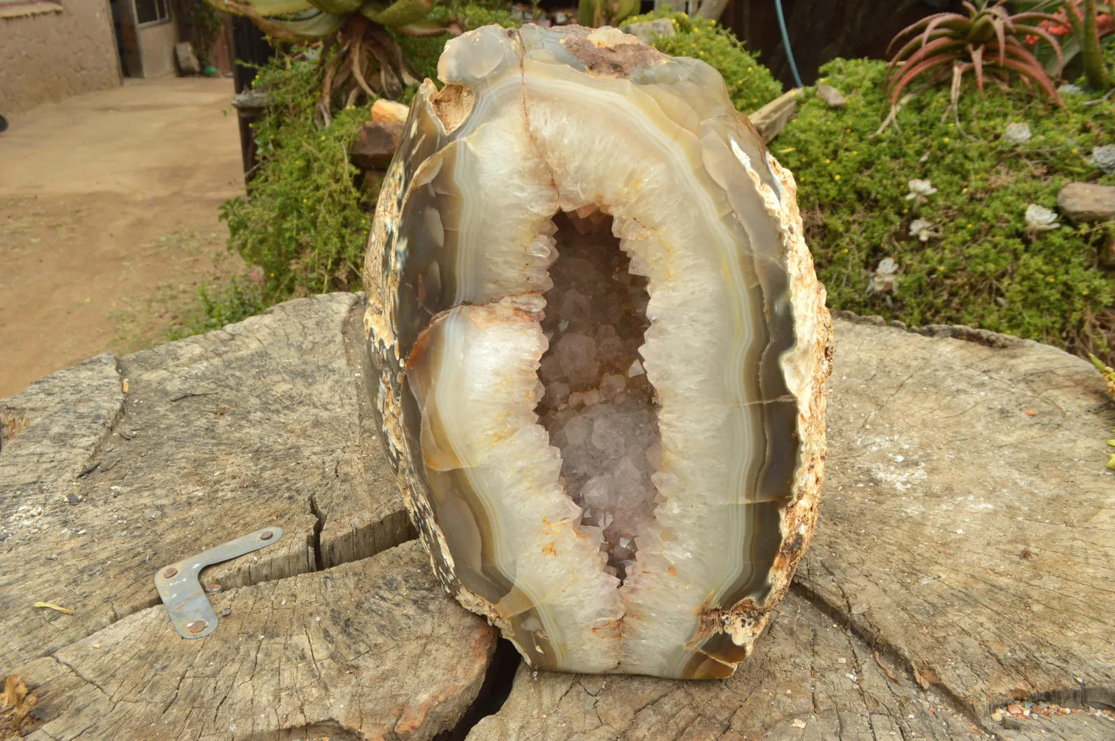 Polished Extra Large Agate Geode With A Crystalline Centre x 1 From Maintirano, Madagascar