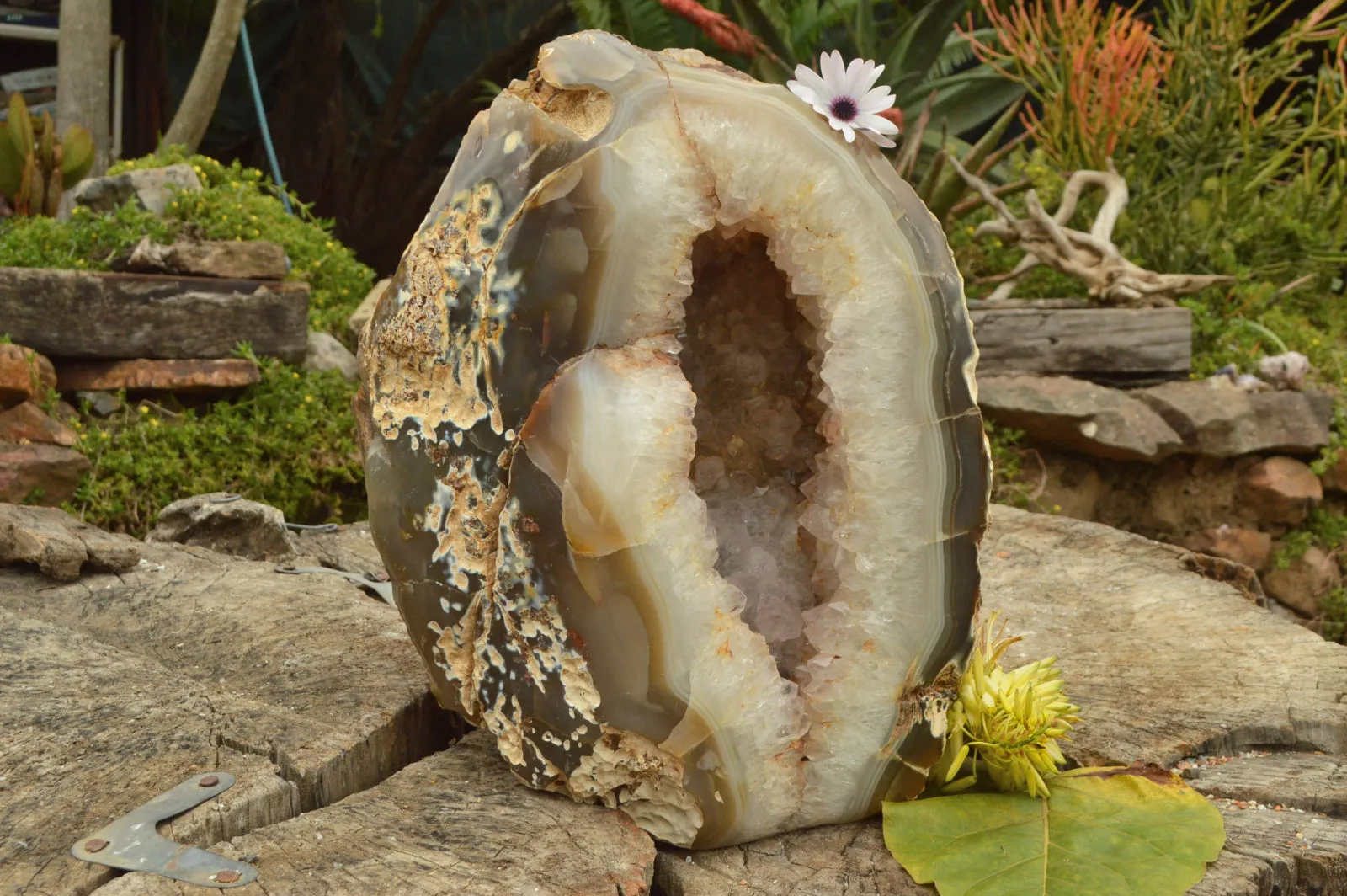 Polished Extra Large Agate Geode With A Crystalline Centre x 1 From Maintirano, Madagascar