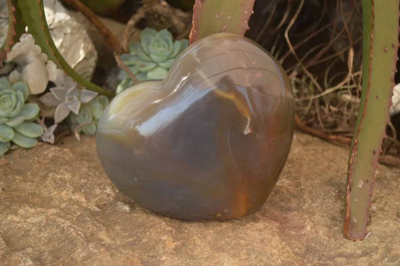 Polished Extra Large Translucent Chalcedony Gemstone Heart x 1 From Madagascar