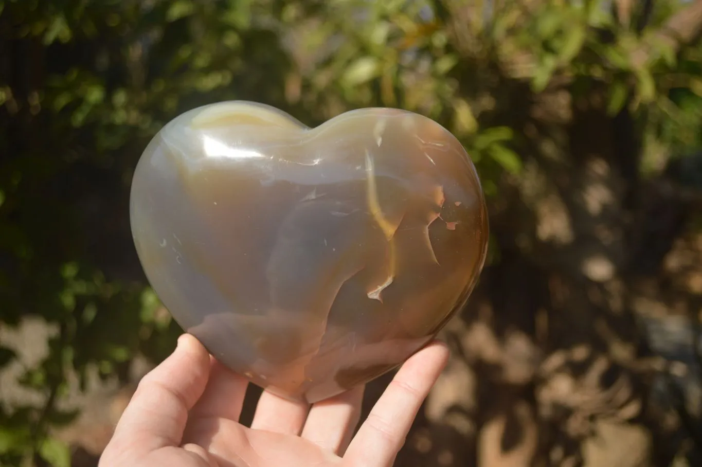 Polished Extra Large Translucent Chalcedony Gemstone Heart x 1 From Madagascar