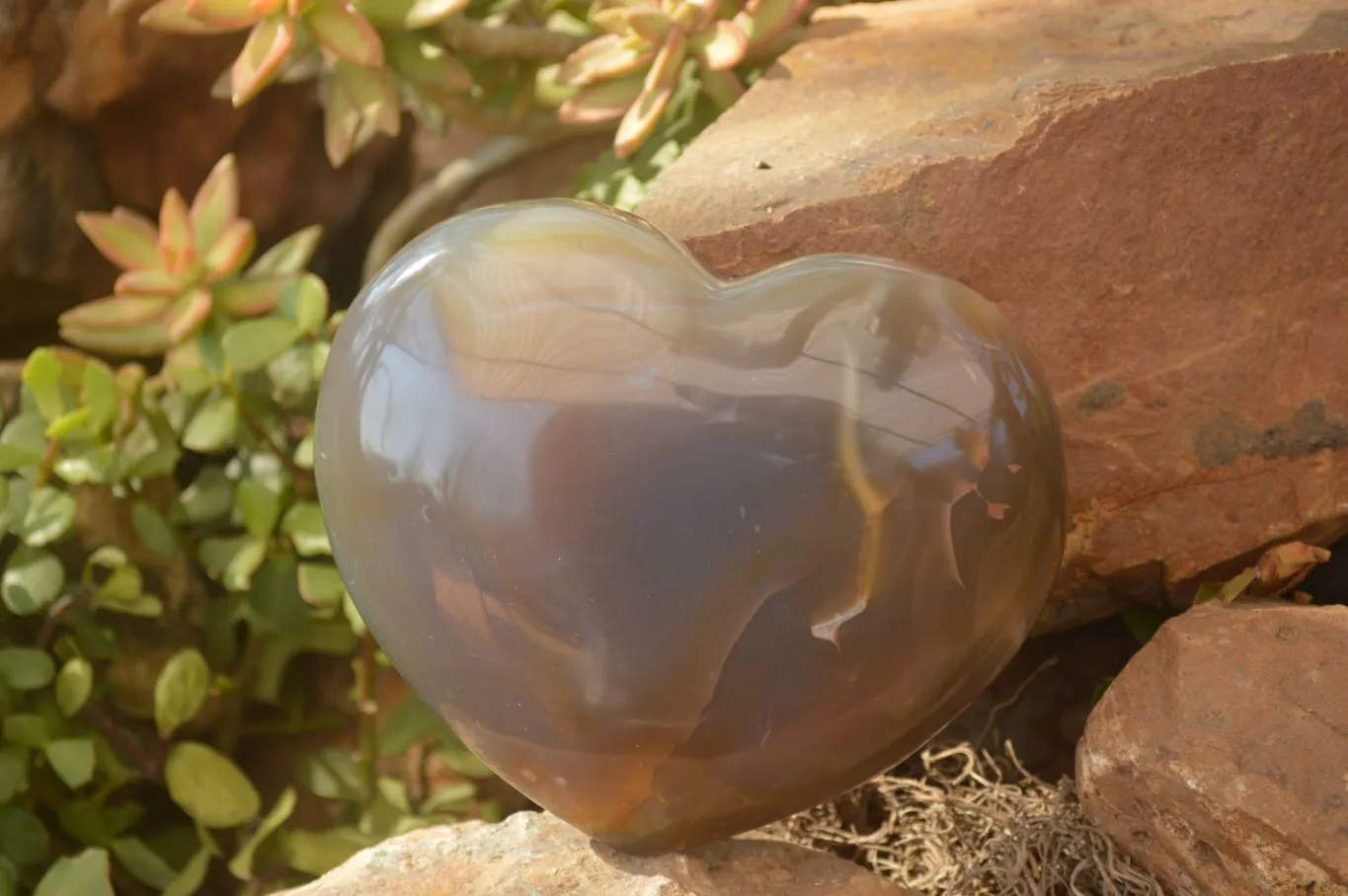 Polished Extra Large Translucent Chalcedony Gemstone Heart x 1 From Madagascar