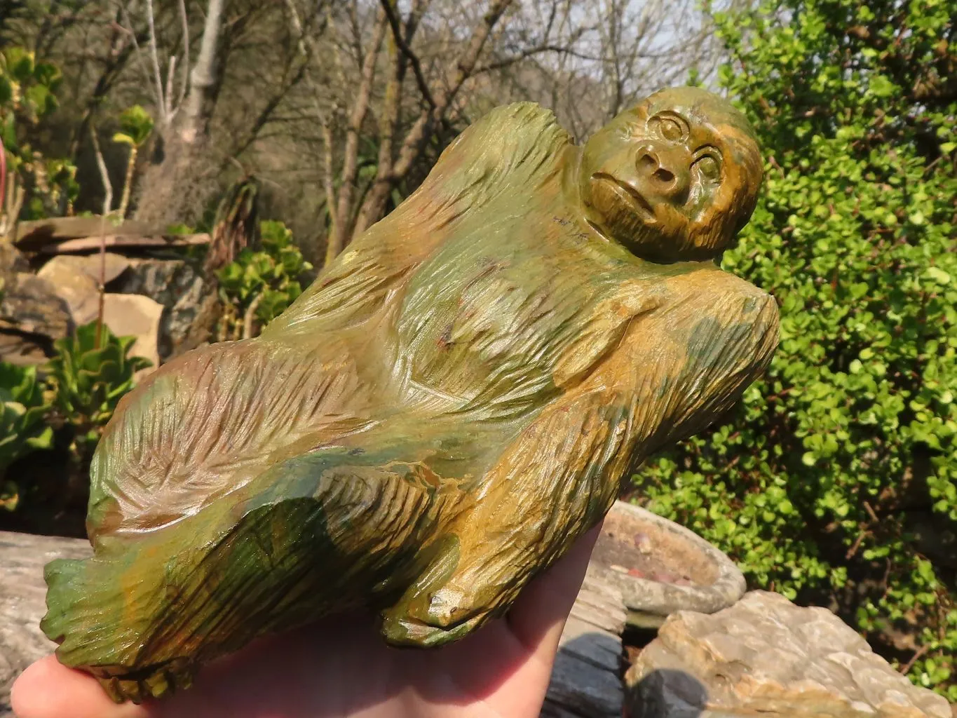 Polished  Green Verdite Gorilla Carving x 1 From Zimbabwe