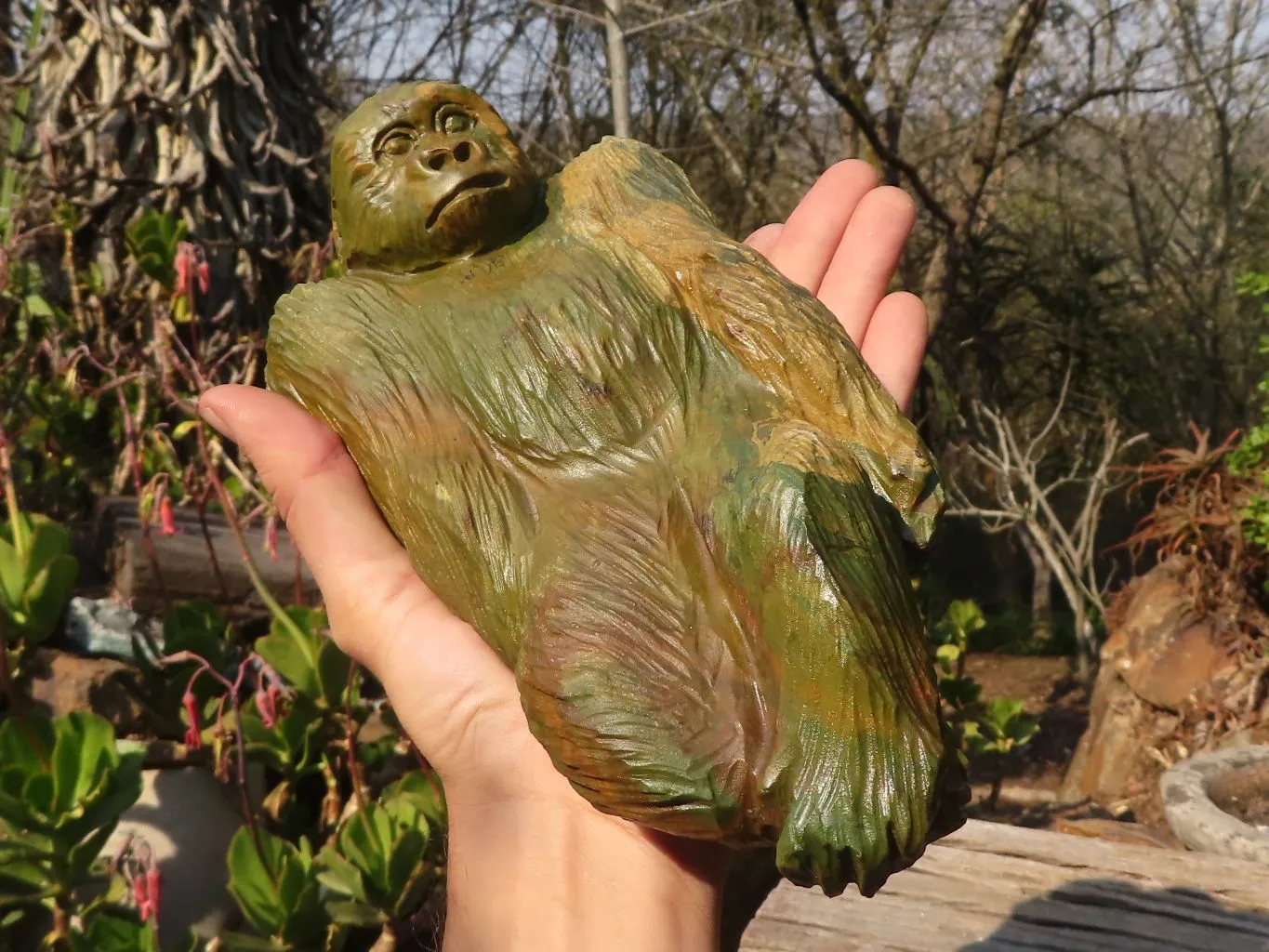 Polished  Green Verdite Gorilla Carving x 1 From Zimbabwe