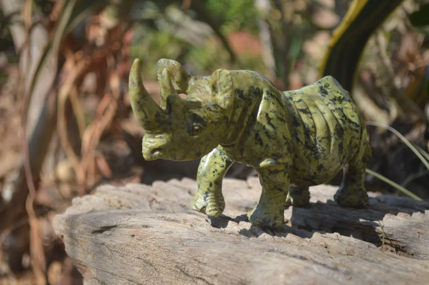 Polished Leopard Stone Rhino Carving x 1 From Zimbabwe