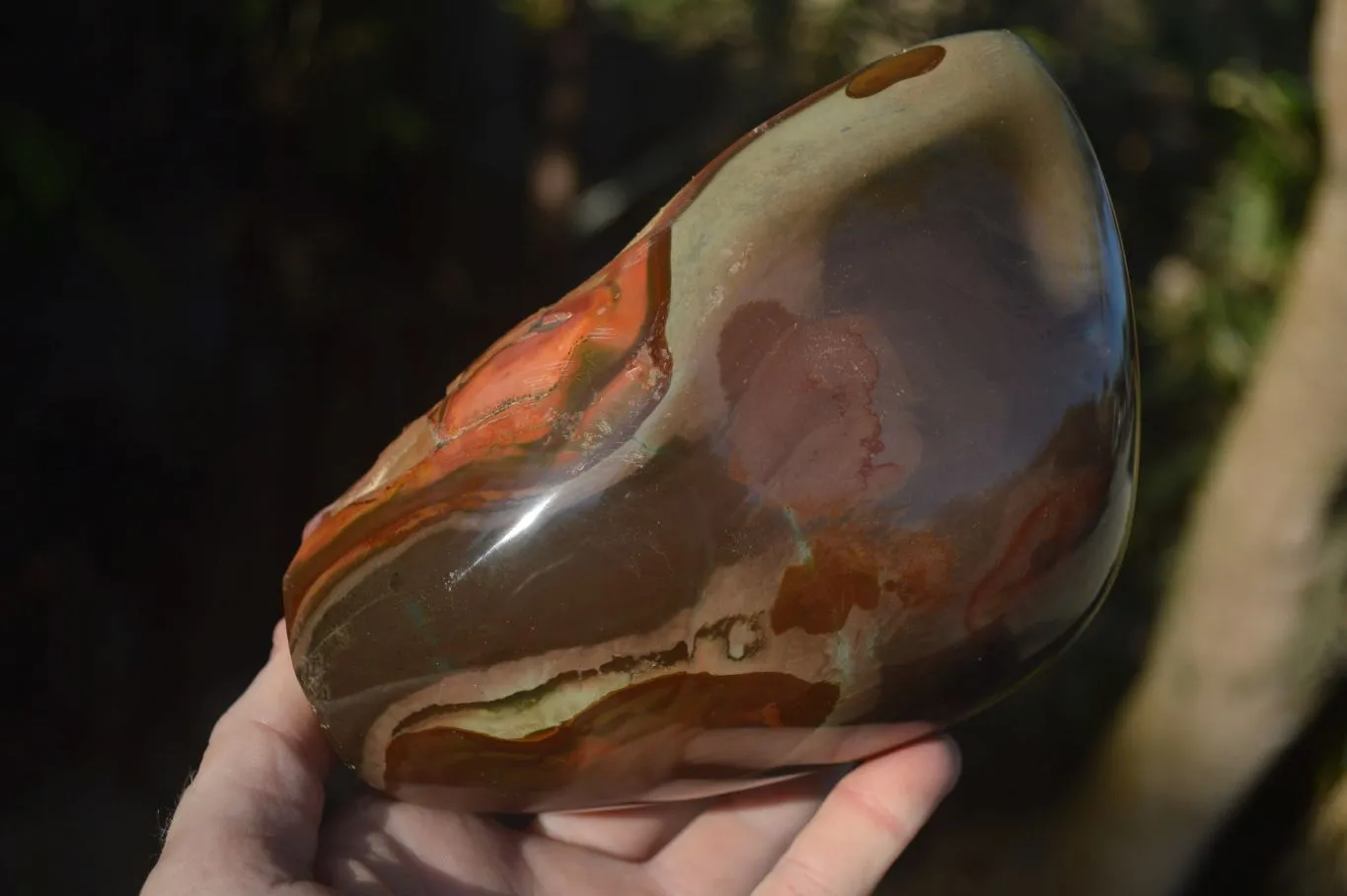 Polished One Side Polished Polychrome Jasper Standing Free Form  x 1 From Madagascar