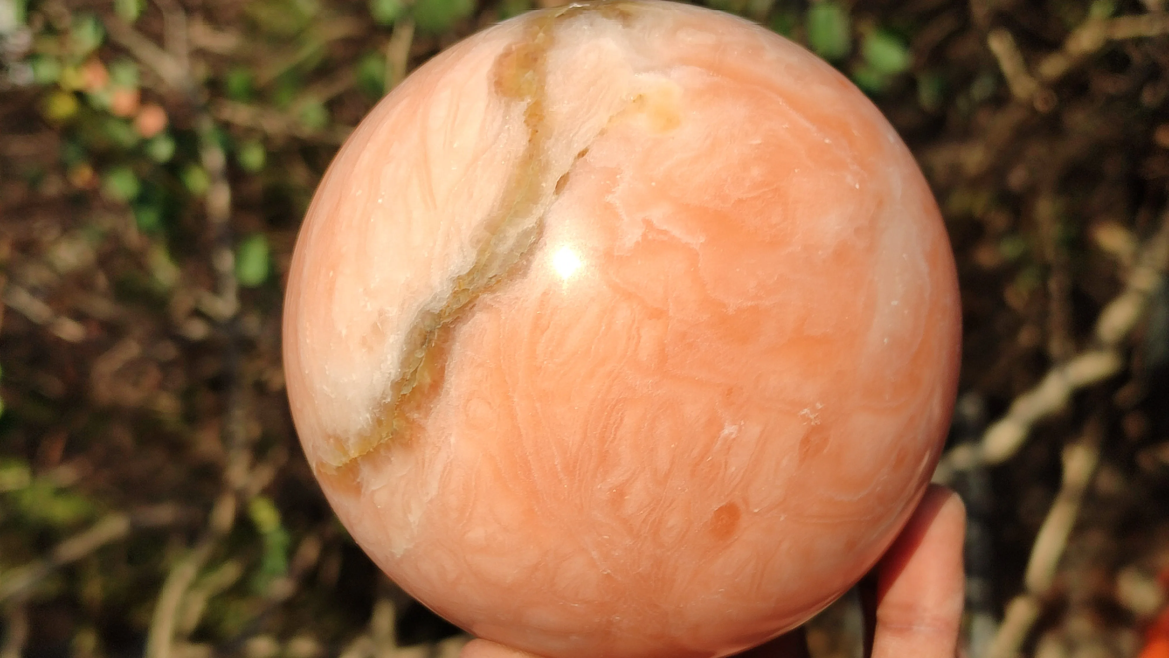 Polished Orange Twist Calcite Sphere  x 1 From Maevantanana, Madagascar