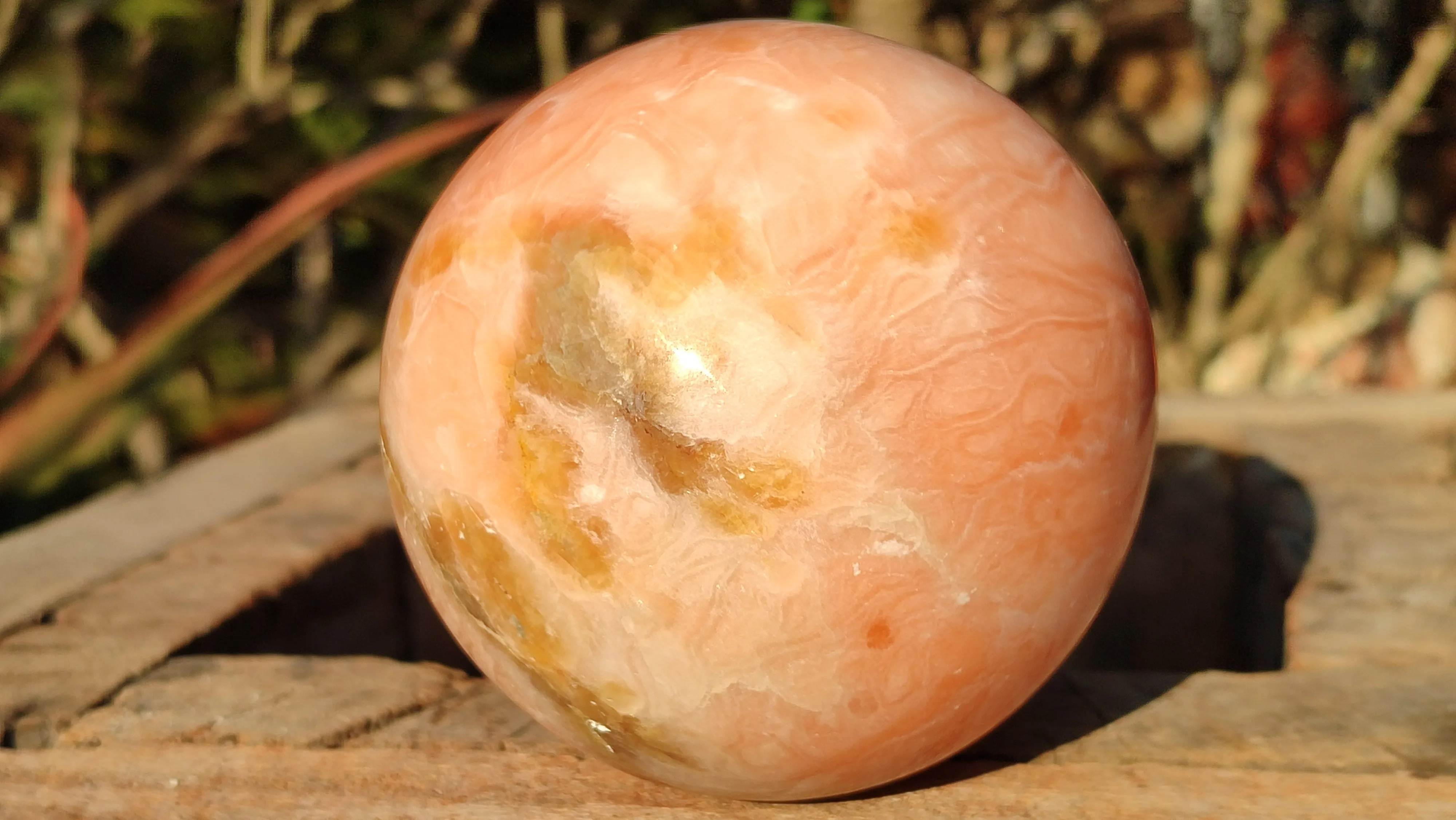 Polished Orange Twist Calcite Sphere  x 1 From Maevantanana, Madagascar